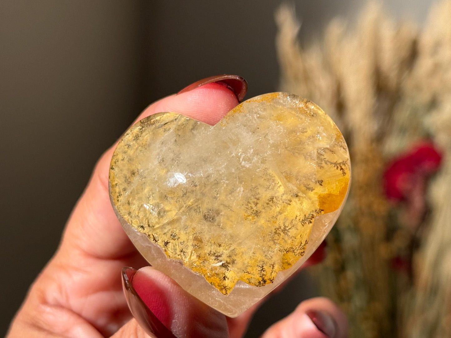 Dendritic Quartz Heart, Dendritic Heart, Giralsol Dendrite, Crystal Hearts, Dendrite, Dendritic Tree Quartz, Healing Crystals, Gift For Her,