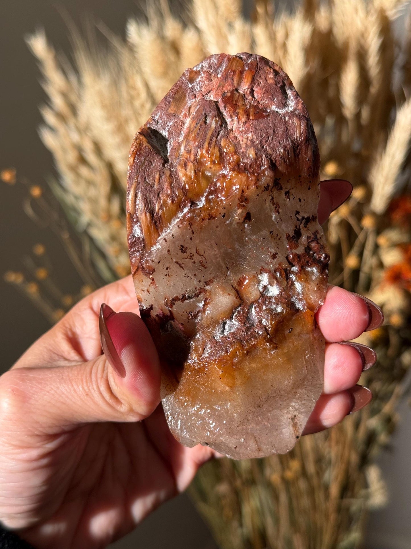 Amphibole Quartz, Rabbit Hair Quartz, Orange Rutilated Quartz, Orange Rutilated Quartz, Amphiboles, Rough Polished Amphibole, Crystal Gifts