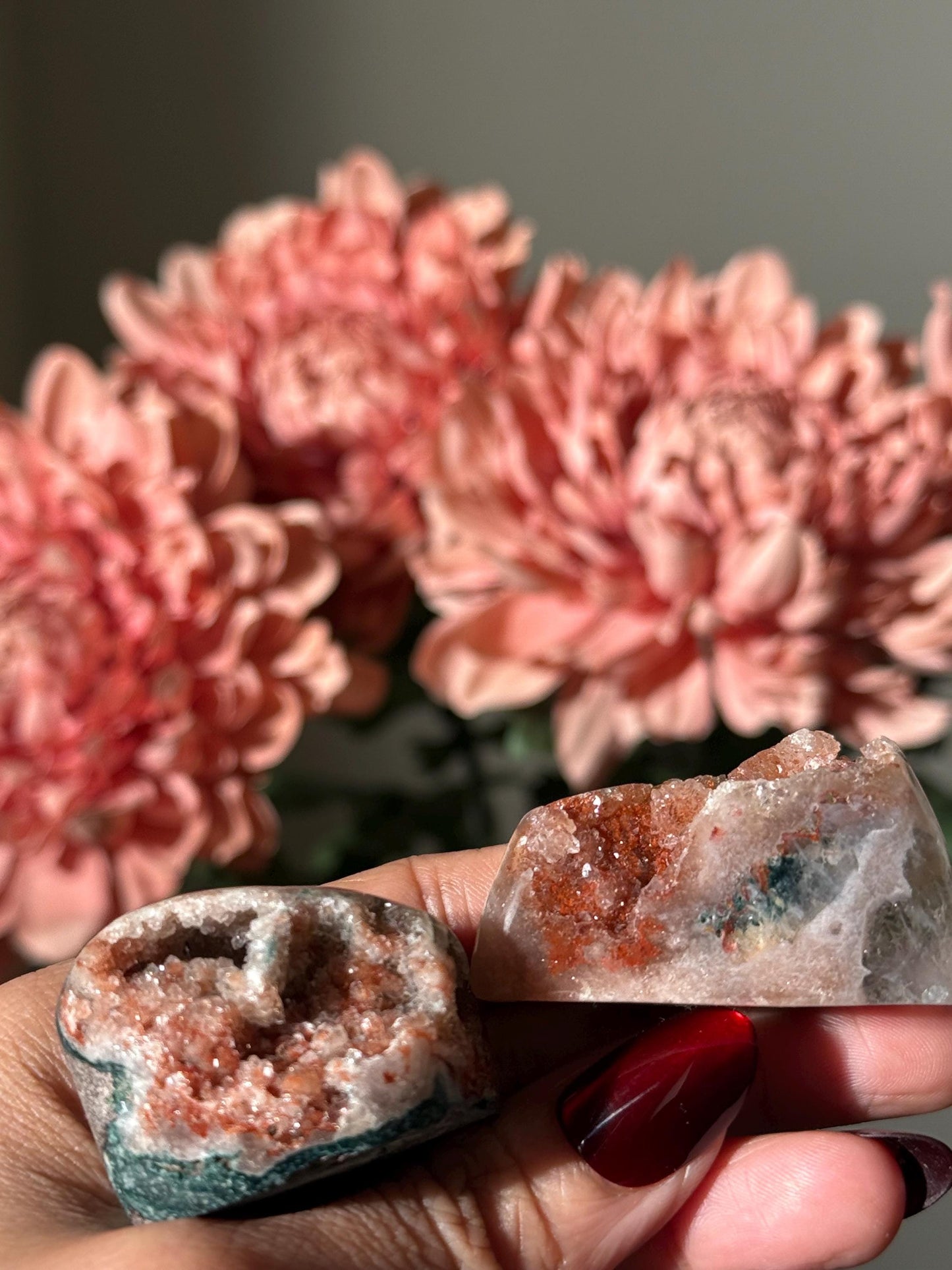 2 Pink Amethyst free forms, Red Amethyst, Pink Amethyst, Amethyst Geode Cut base, Crystals, Crystal Gift, Crystal MINIS, Crystal Wholesale,