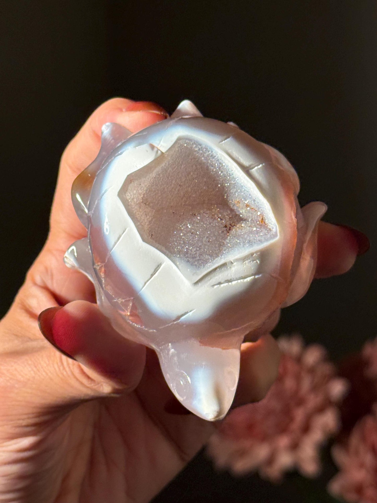 Druzy Agate Turtle, Orca Agate Turtle Carving, Turtle Spirit Animal, Crystal Gifts, Turtle Crystal Carving, Gift for Crystal Lovers