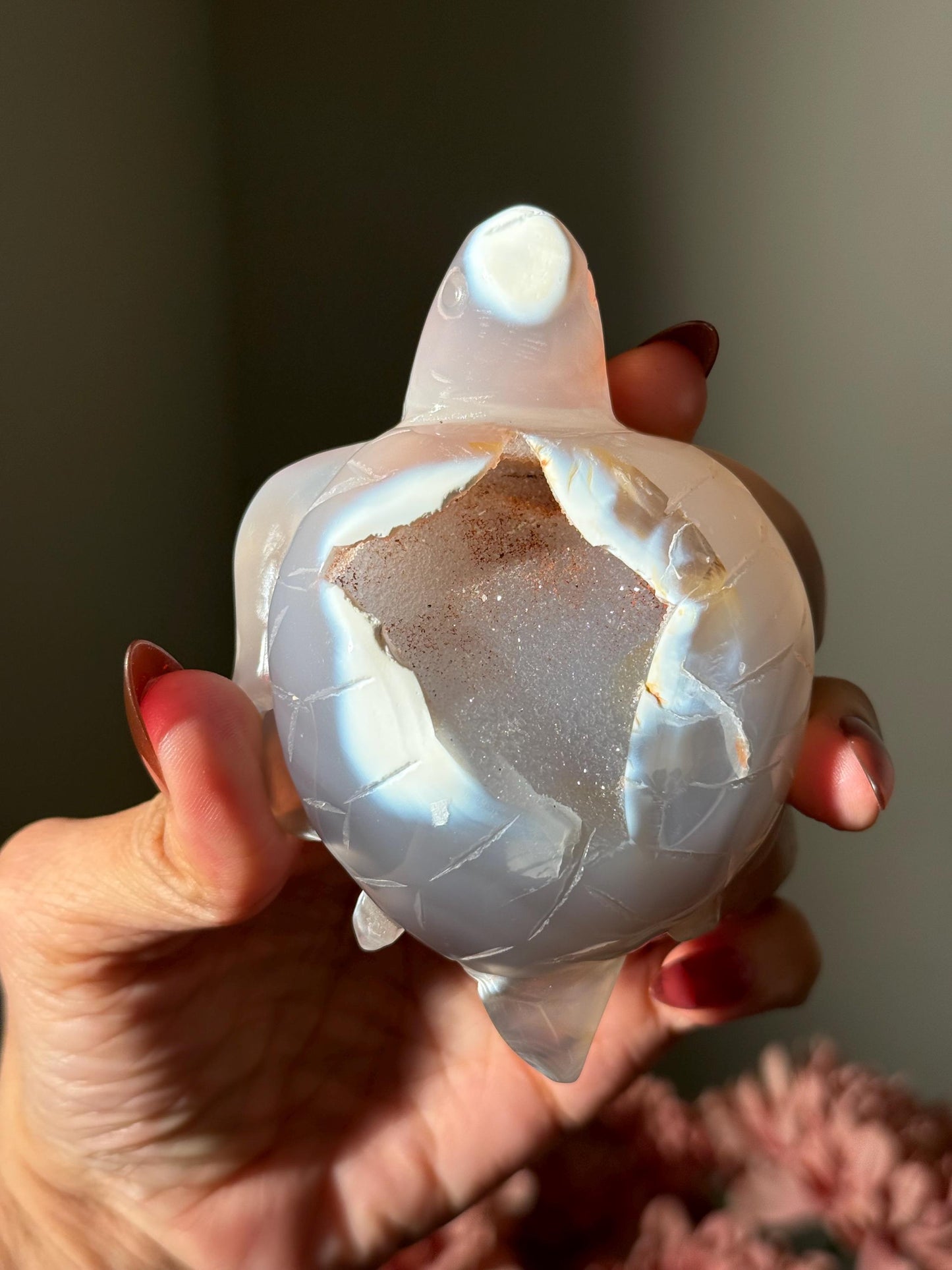 Druzy Agate Crystal Turtle, Druzy Agate Turtle, Turtle Carving, Good Luck Charm, Turtle Totem,  Metaphysical Gifts, Small Size