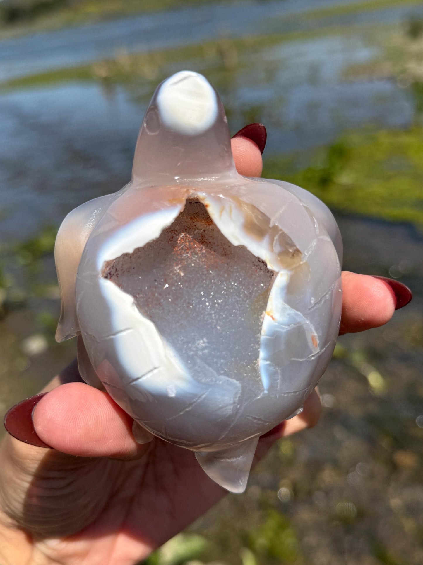 Druzy Agate Crystal Turtle, Druzy Agate Turtle, Turtle Carving, Good Luck Charm, Turtle Totem,  Metaphysical Gifts, Small Size