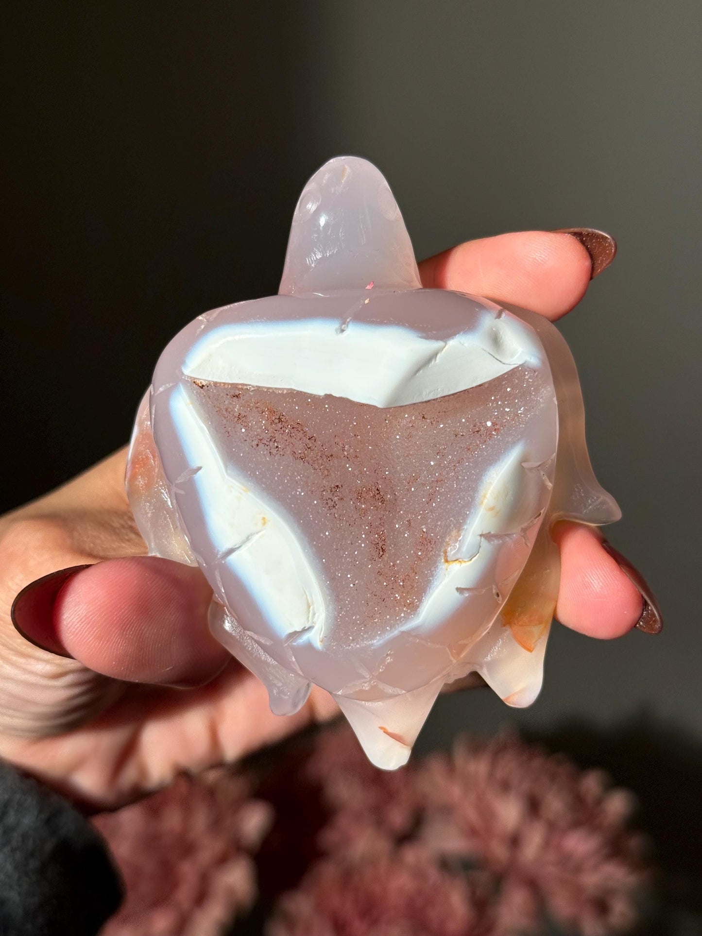 Druzy Agate Turtle, Orca Agate Turtle Carving, Turtle Spirit Animal, Crystal Gifts, Turtle Crystal Carving, Gift for Crystal Lovers