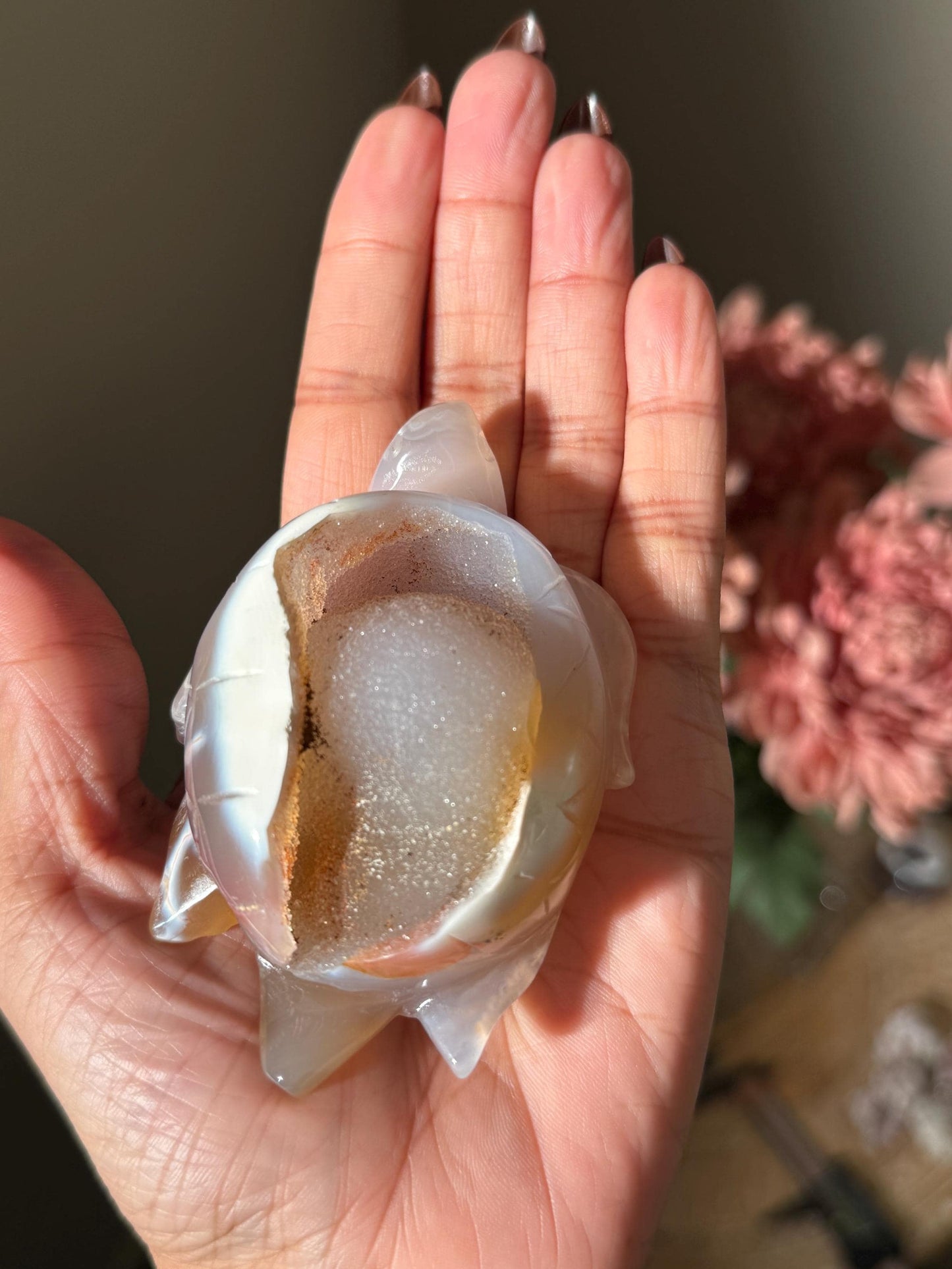 Druzy Agate Turtle, Orca Agate Turtle Carving, Turtle Spirit Animal, Crystal Gifts, Turtle Crystal Carving, Gift for Crystal Lovers