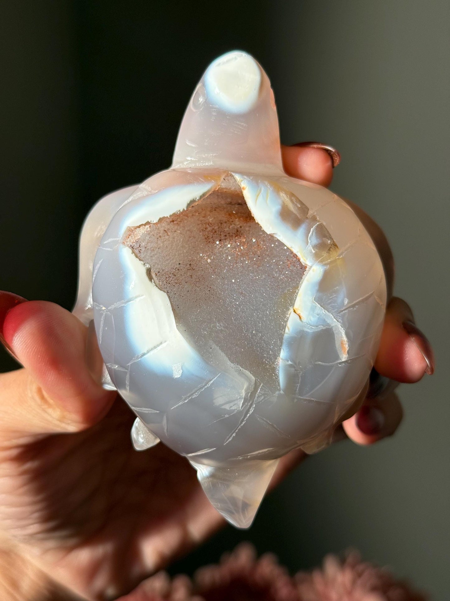 Druzy Agate Crystal Turtle, Druzy Agate Turtle, Turtle Carving, Good Luck Charm, Turtle Totem,  Metaphysical Gifts, Small Size