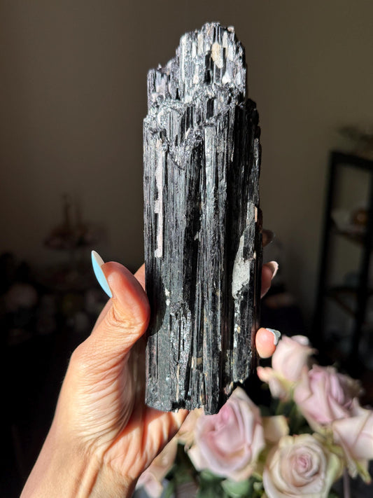Large Black Tourmaline with Quartz, Raw Black Tourmaline, Tourmaline, Tourmaline mineral, Raw Crystal Specimen, Crystal Gifts, Home Decor