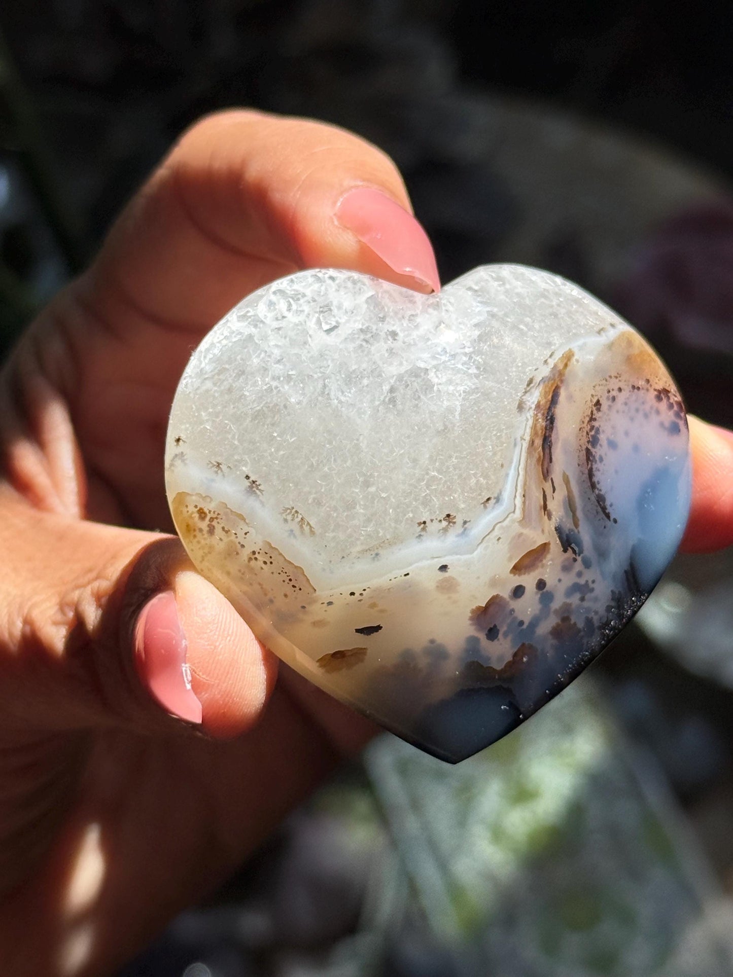 Dendritic Agate Heart, Milky Blue Dendrite, Dendritic Agate, Dendrite, Crystal Hearts, Crystal Gifts, Metaphysical Gifts,