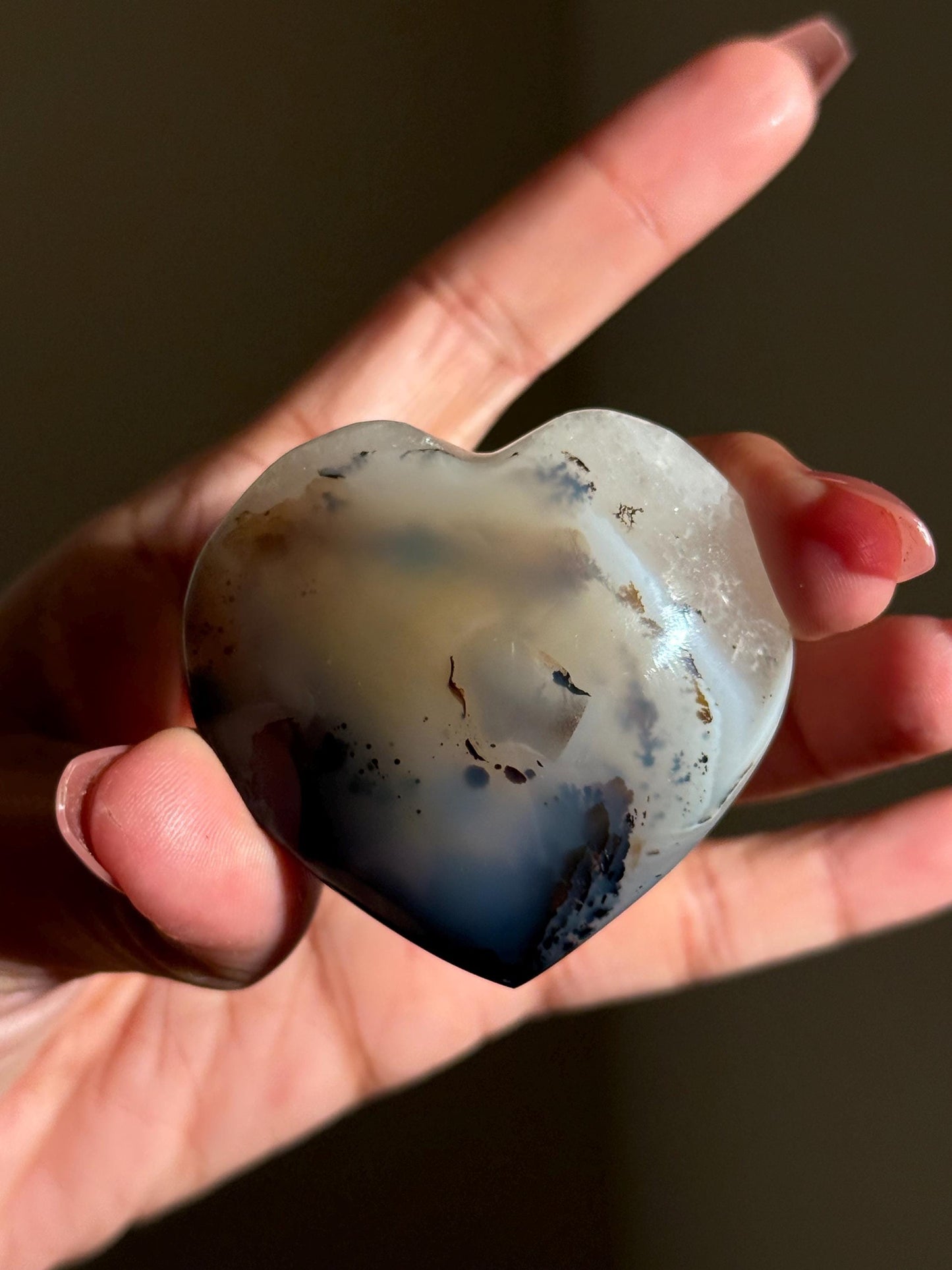 Dendritic Agate Heart, Milky Blue Dendrite, Dendritic Agate, Dendrite, Crystal Hearts, Crystal Gifts, Metaphysical Gifts,