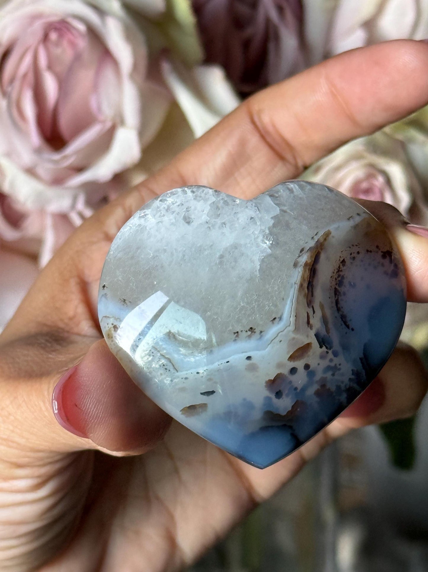Dendritic Agate Heart, Milky Blue Dendrite, Dendritic Agate, Dendrite, Crystal Hearts, Crystal Gifts, Metaphysical Gifts,