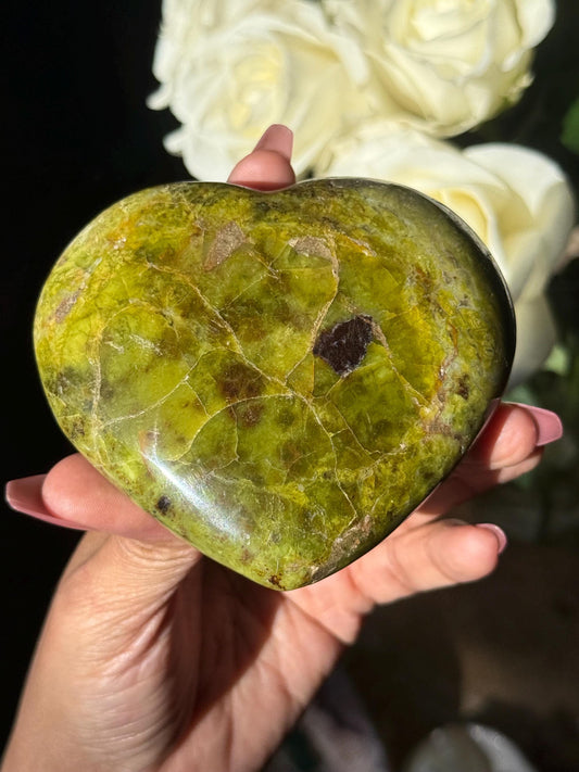 Large Green Opal Heart, Green Opal Heart, Pistachio Opal, Green Opal, Heart Chakra Healing Crystals, Crystal Gifts,