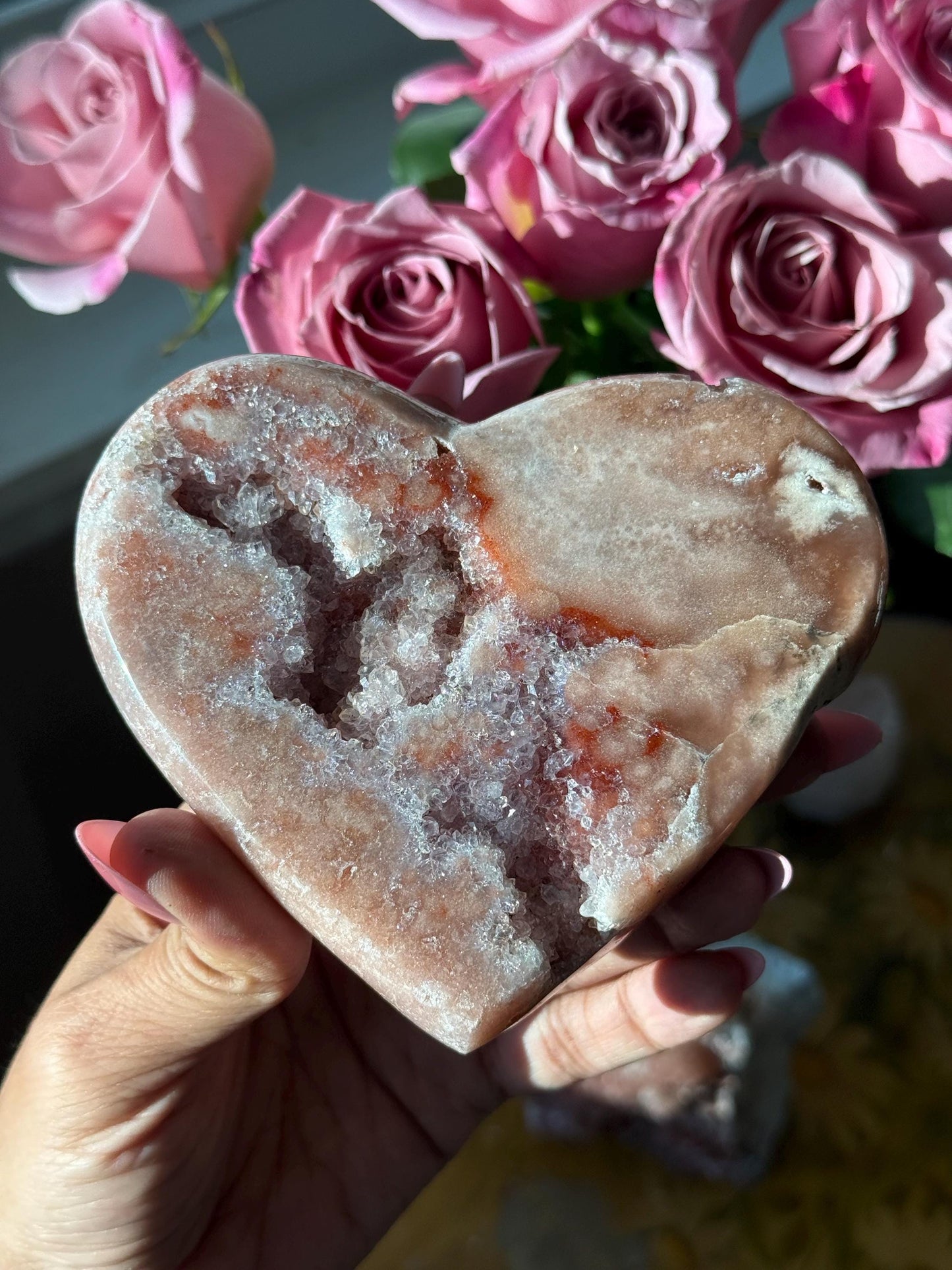 Druzy Pink Amethyst Heart on Stand, Pink Amethyst, Pink Amethyst From Brazil,  Home Decoration, Pink Decor, Crystals Gifts