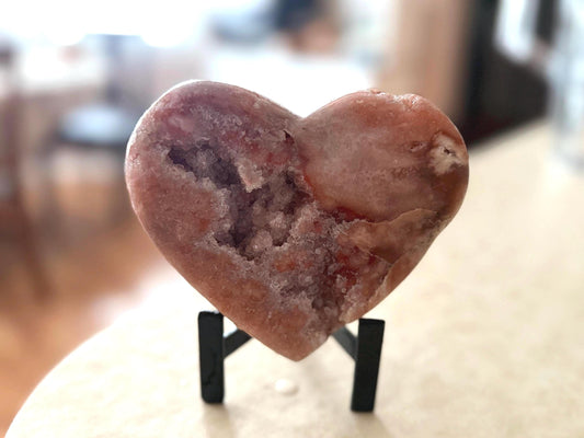 Druzy Pink Amethyst Heart on Stand, Pink Amethyst, Pink Amethyst From Brazil,  Home Decoration, Pink Decor, Crystals Gifts