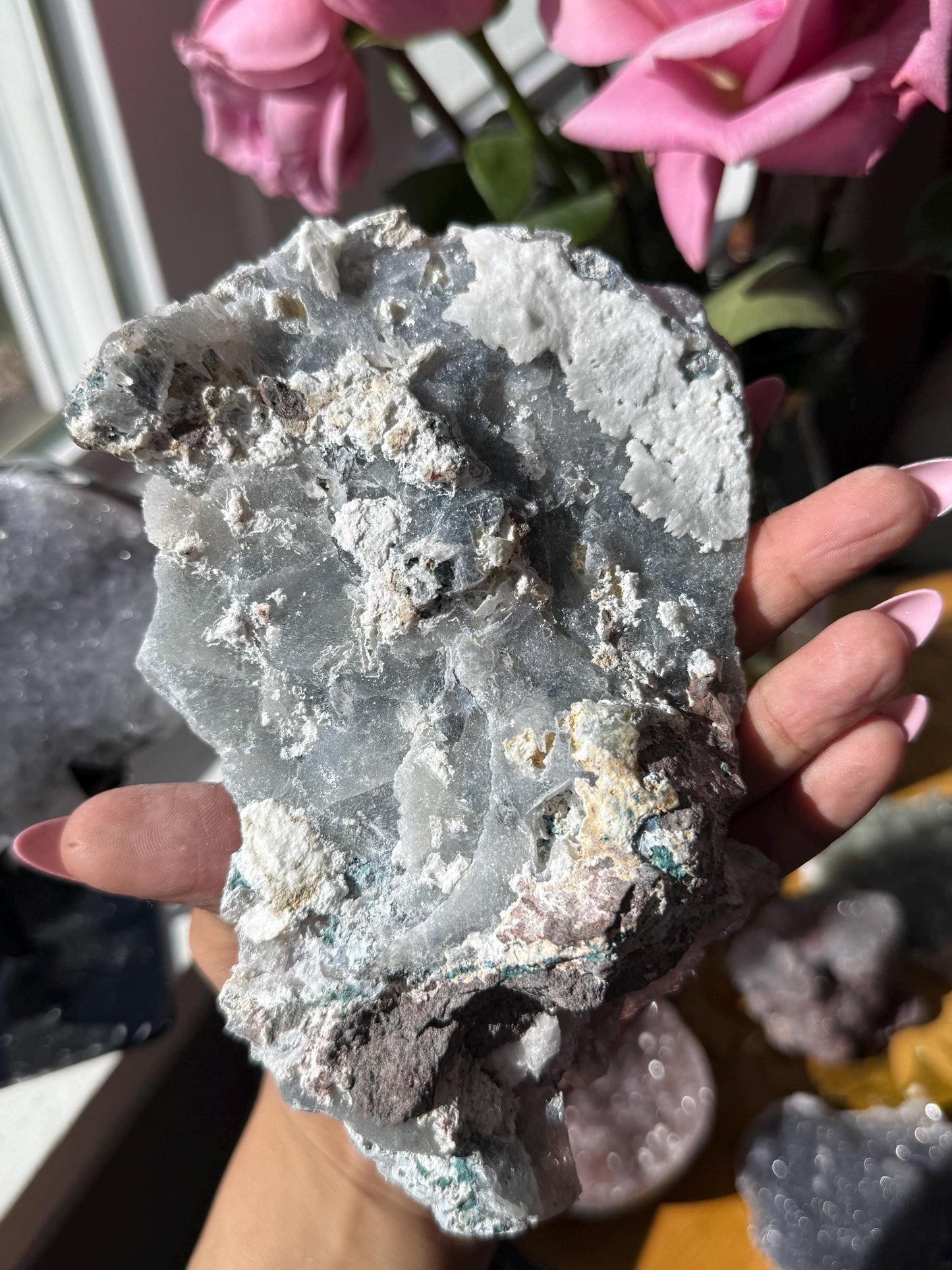 Flower Amethyst Zeolite, Amethyst Geode Cluster, Natural Raw Amethyst, Amethyst Flower, Zeolite Raw Crystal Mineral, Crystal Gifts