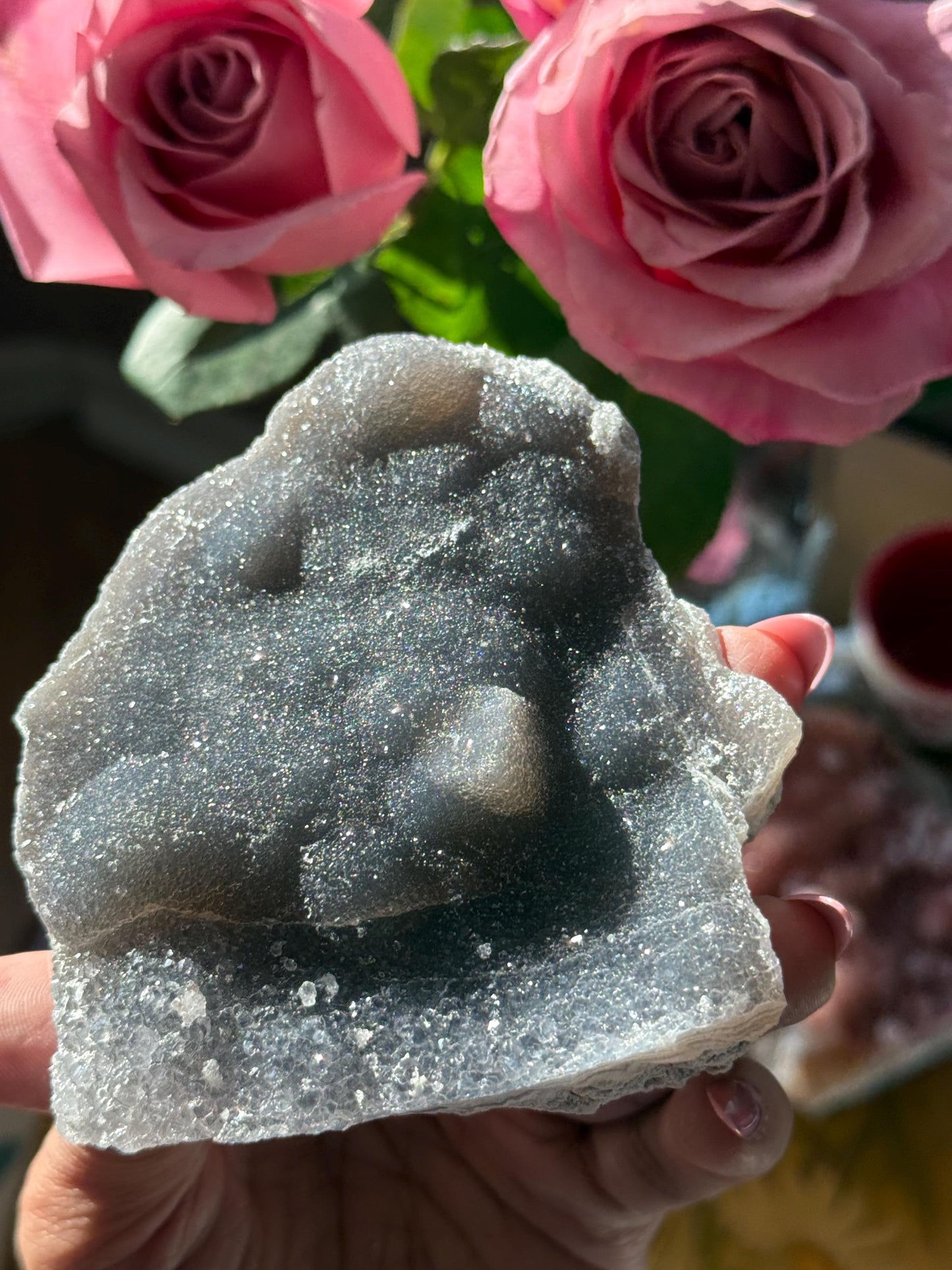 Black Amethyst Zeolight, Black Amethyst, Sugar Druzy Amethyst, Druzy Black Amethyst, Amethyst,