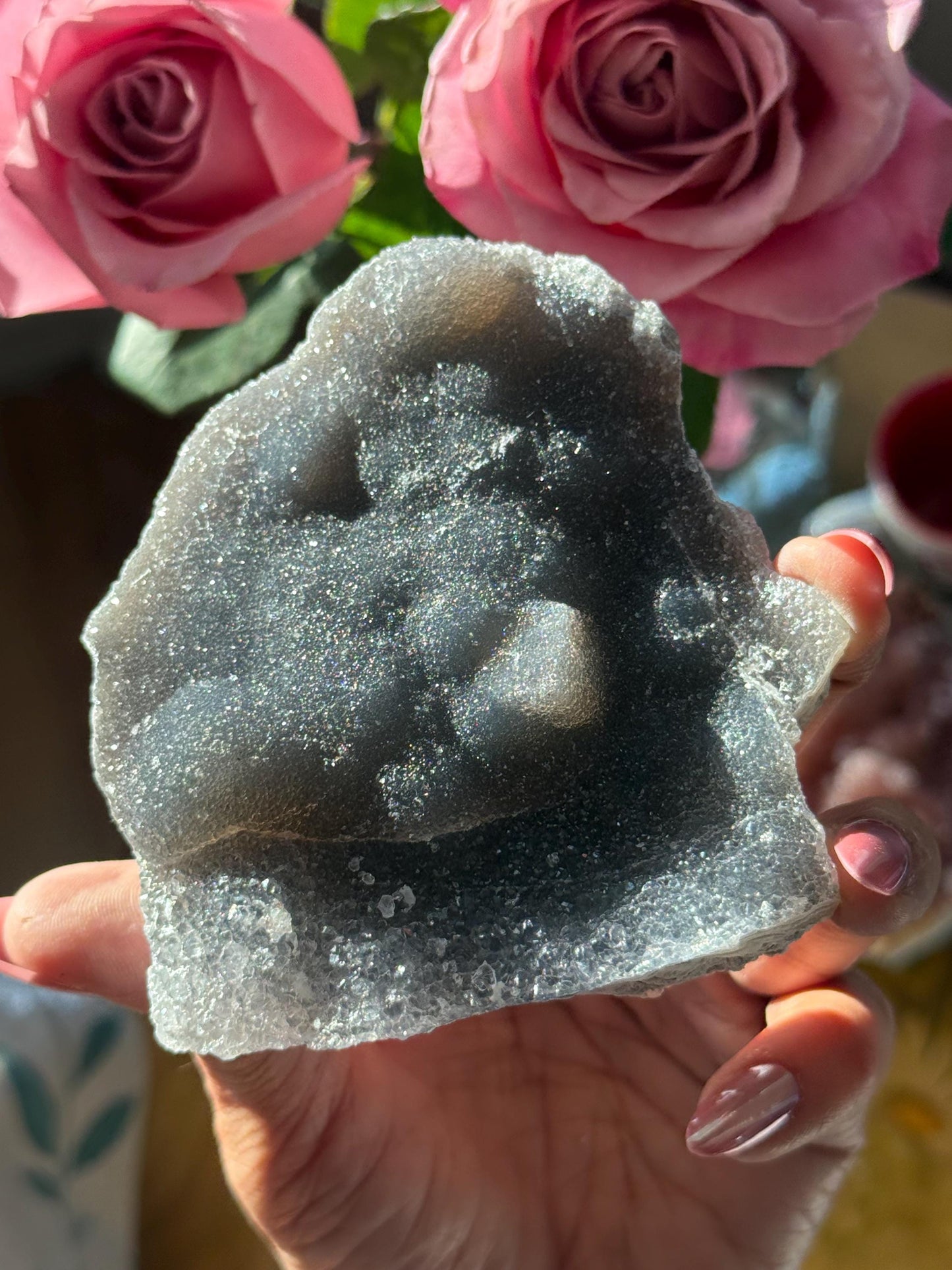 black galaxy amethyst zeolite, druzy amethyst