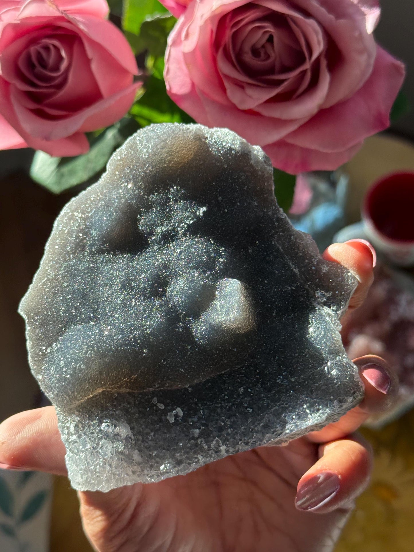 Black Amethyst Zeolight, Black Amethyst, Sugar Druzy Amethyst, Druzy Black Amethyst, Amethyst,