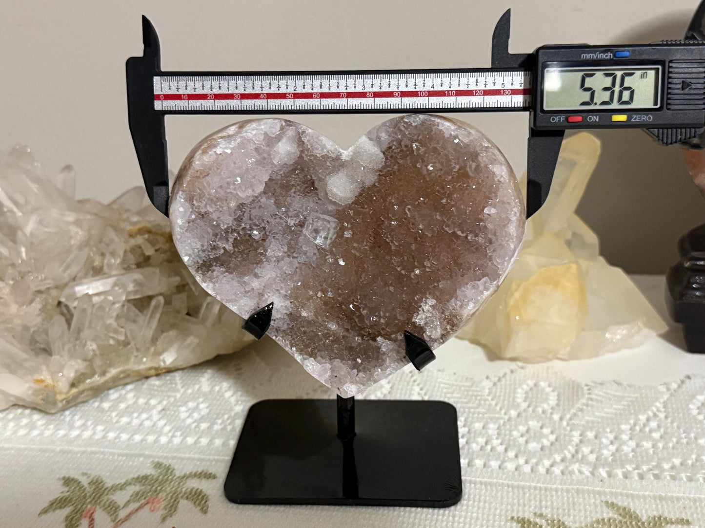 Druzy Pink Amethyst Heart - Brazilian Pink Amethyst Zeolite