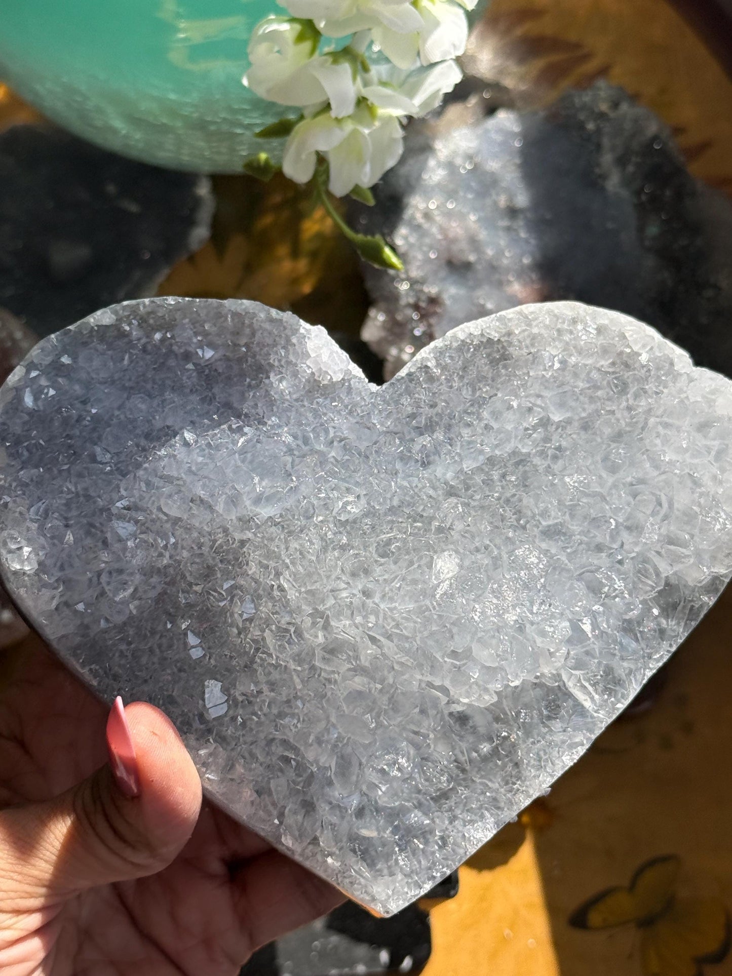 Blue Zeolite Heart, Druzy Blue Amethyst, Amethyst Zeolite, Crystals Gift, Druzy Amethyst, Crystal Hearts, Crystal Gifts, Home Decoration