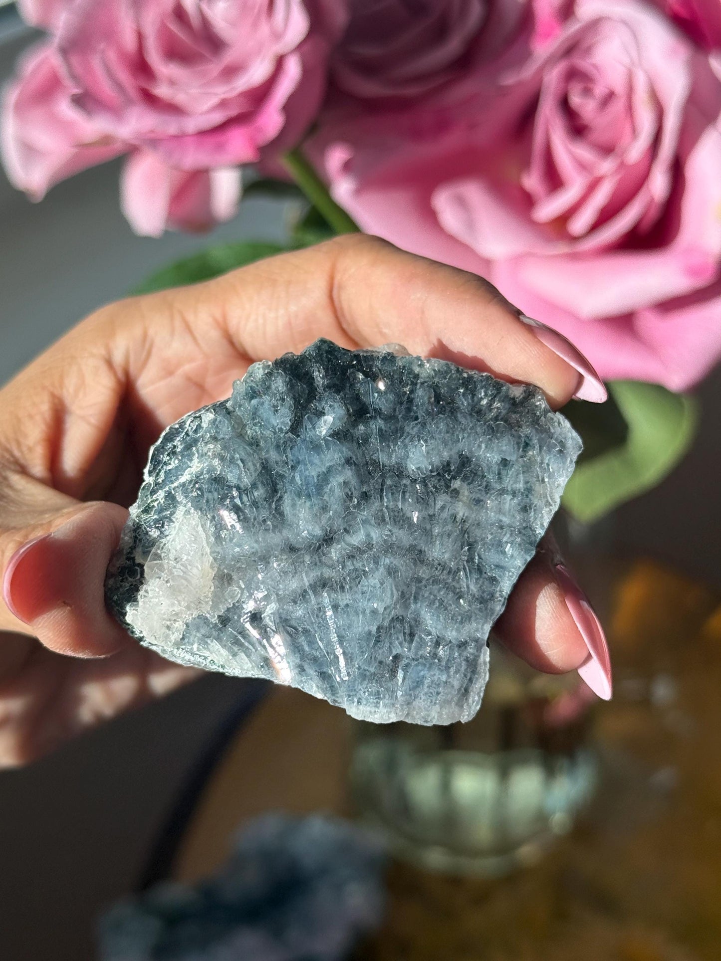 Blue Amethyst Zeolite, Amethyst Geode Cluster, Natural Raw Amethyst, Zeolite Raw Crystal Mineral, Crystal Gifts, Fossils, SMALL