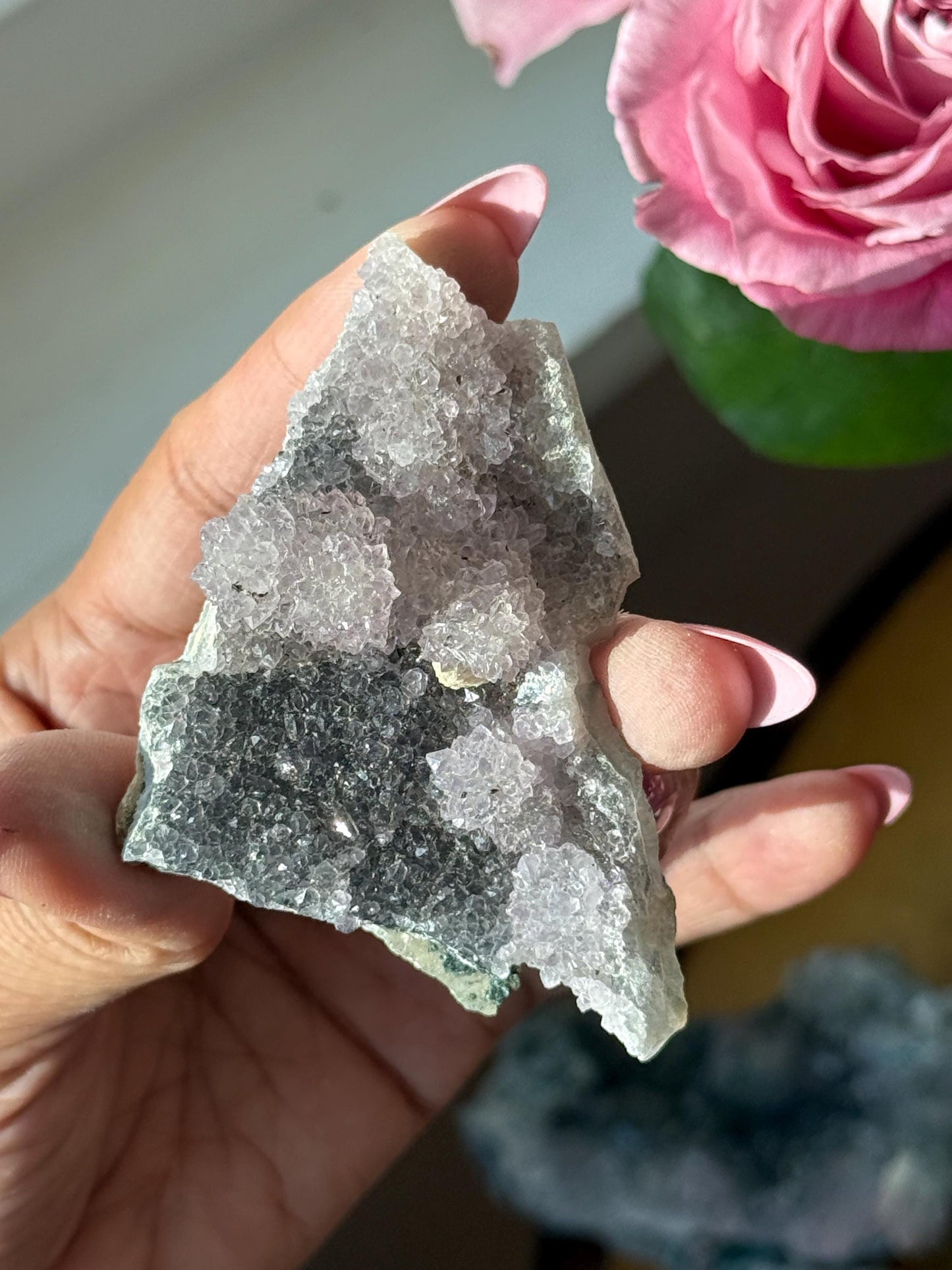 Flower Amethyst Zeolight, Amethyst Geode Cluster, Natural Raw Ameythst, Amethyst Flower, Zeolight Raw Crystal Mineral, Crystal Gifts, Fossil