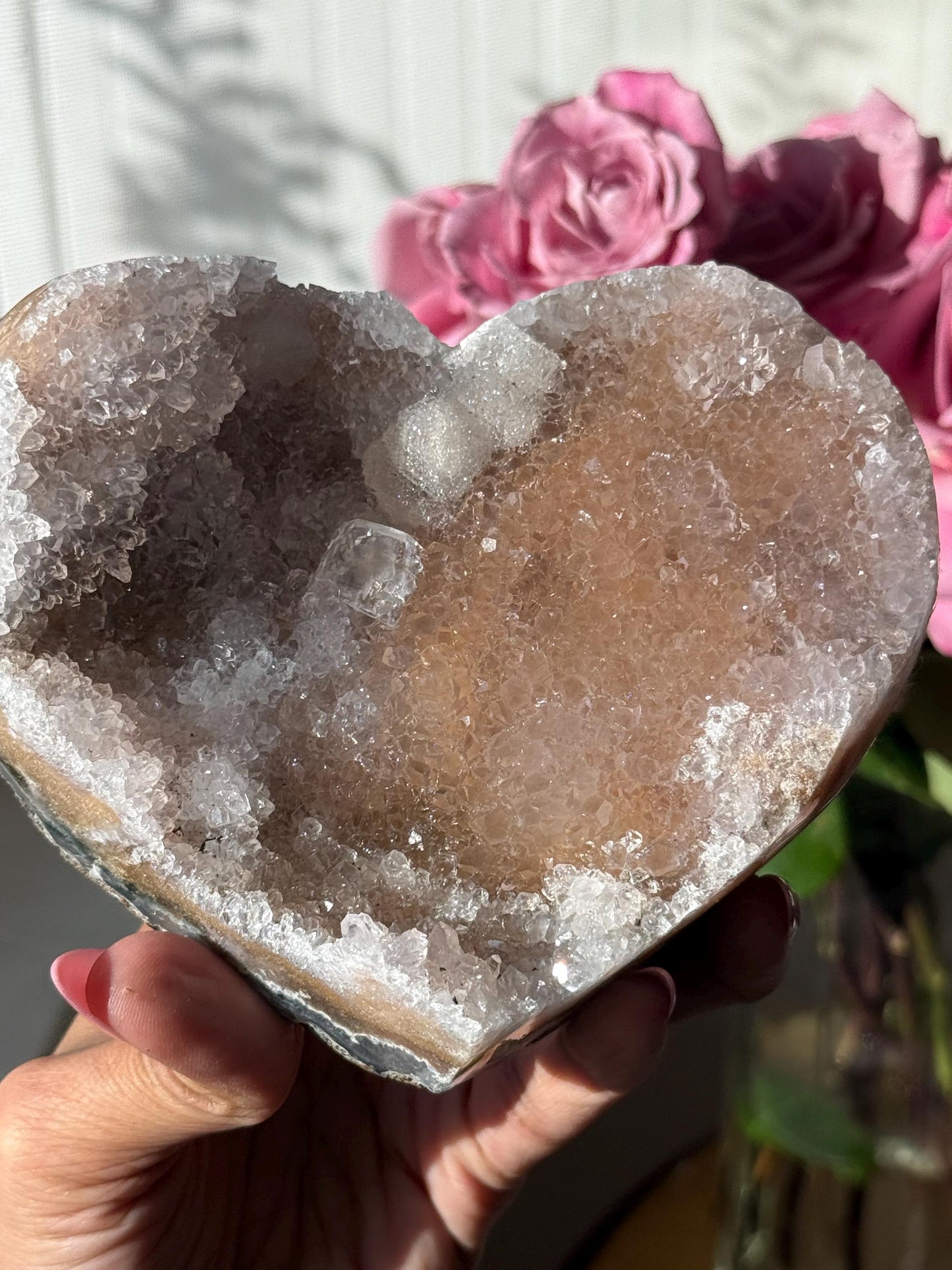 Druzy Pink Amethyst Heart - Brazilian Pink Amethyst Zeolite