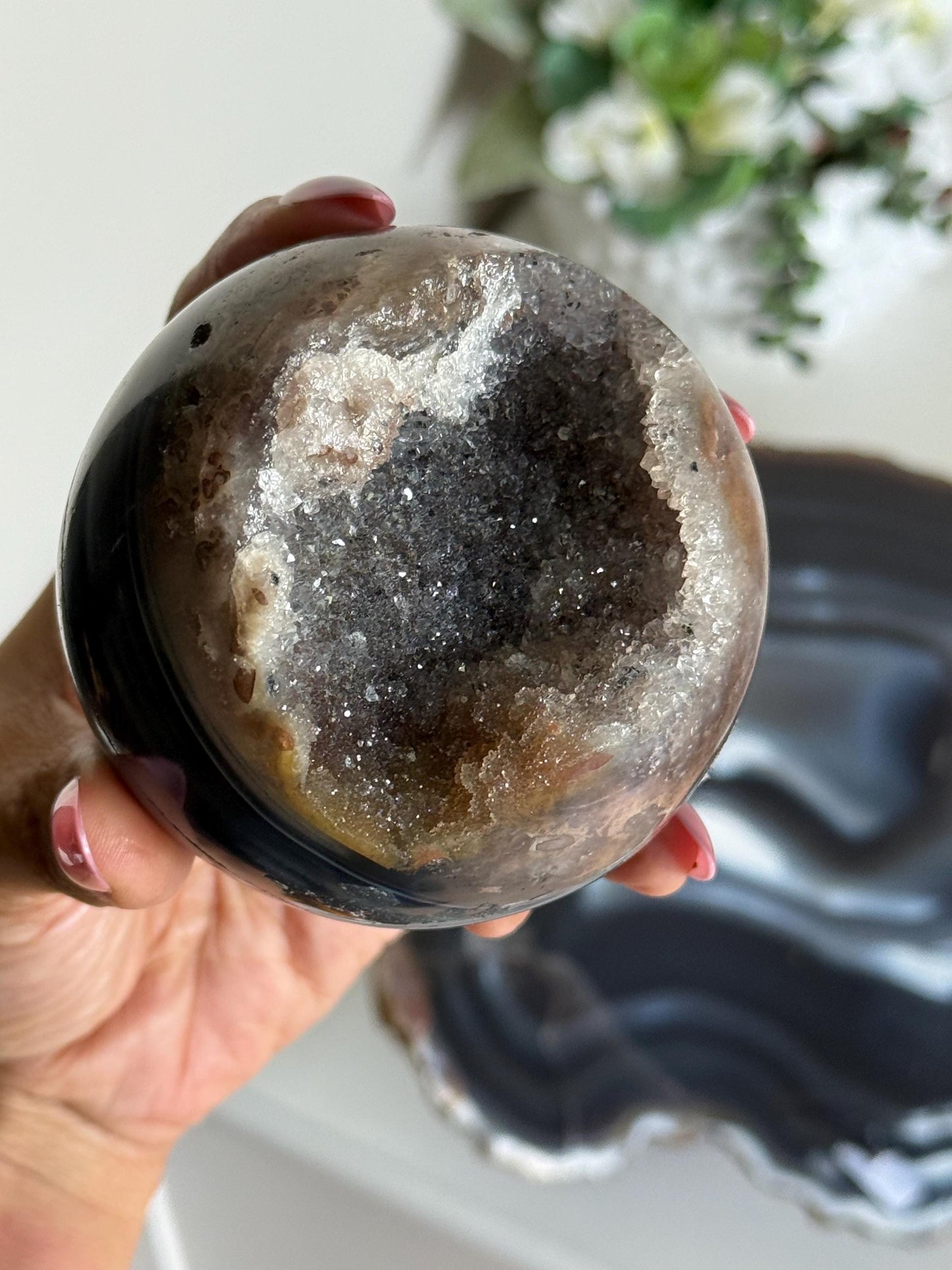 Druzy Agate Spere, Blue Agate Sphere, Crystal Spheres, Sugar Druzy Sphere, Crystal Gifts,  Spiritual Decor,