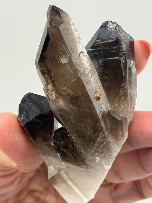 Smoky Quartz with small garnet, Raw Smoky Quartz From Brazil, Irradiated Smoky Quartz, Crystal Gifts SMALL