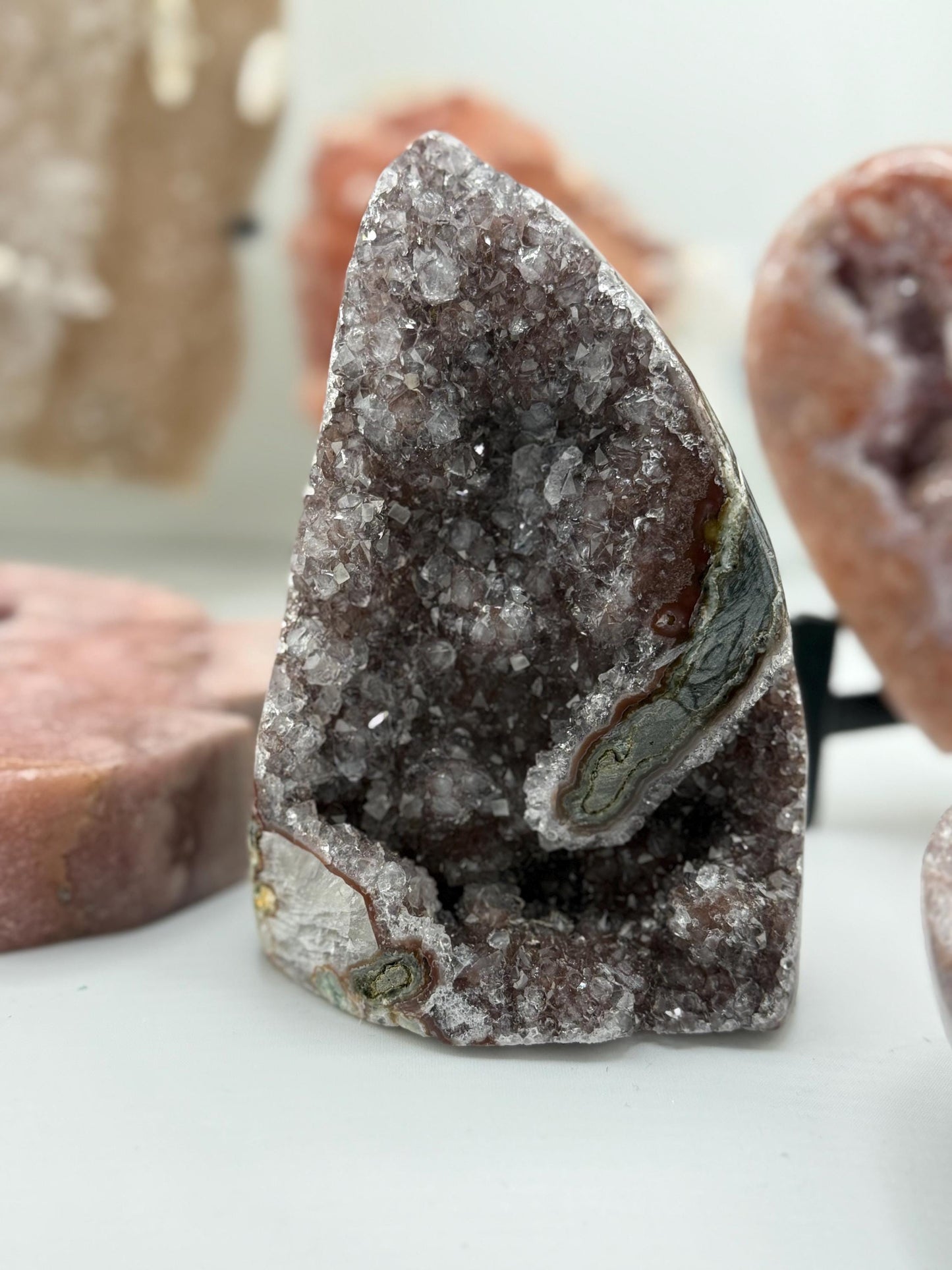 Sparkly Amethyst with Calcite, Galaxy Amethyst,  Polished Amethyst, Amethyst Cut Base, Calcite Amethyst