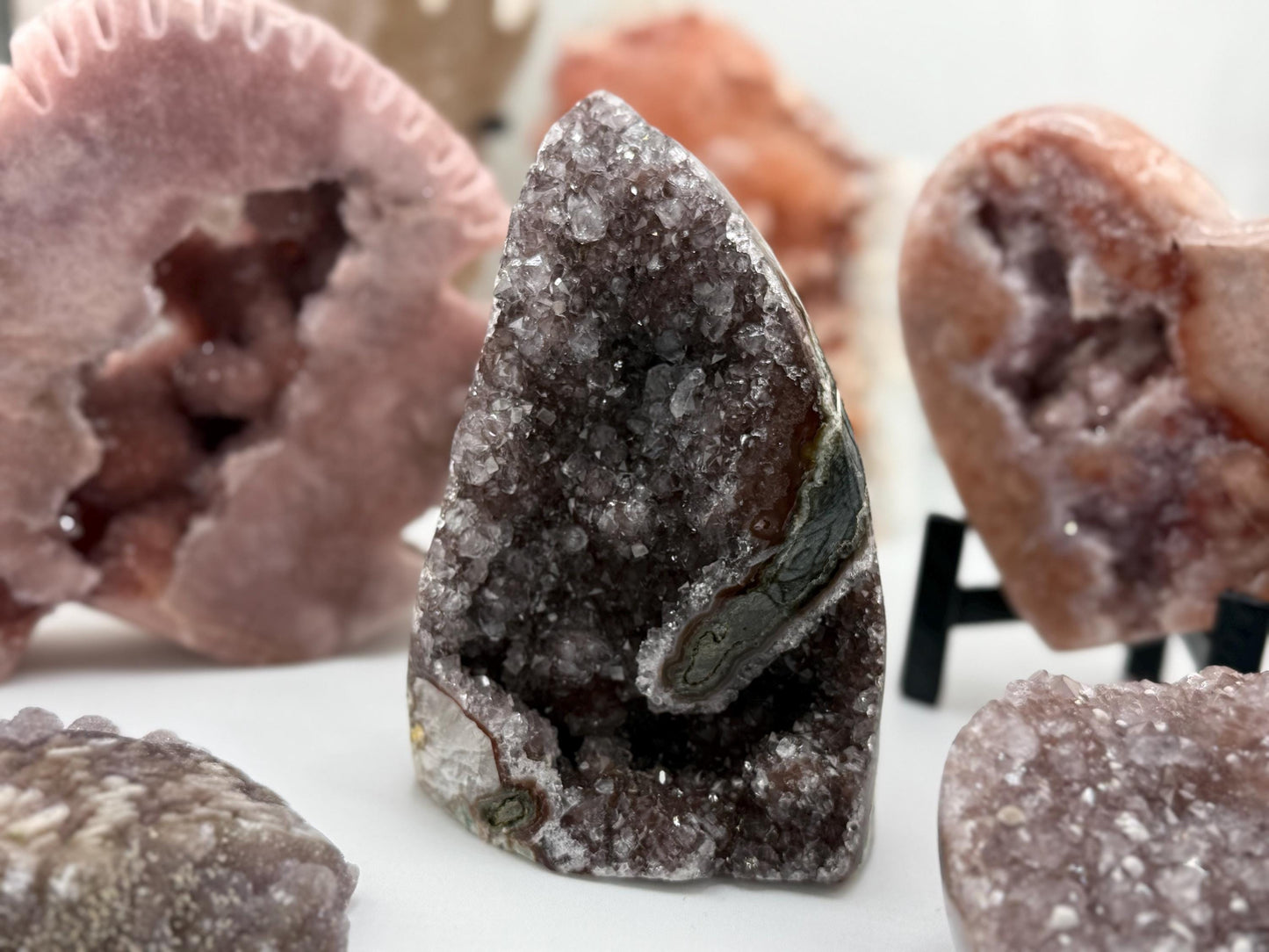 Sparkly Amethyst with Calcite, Galaxy Amethyst,  Polished Amethyst, Amethyst Cut Base, Calcite Amethyst
