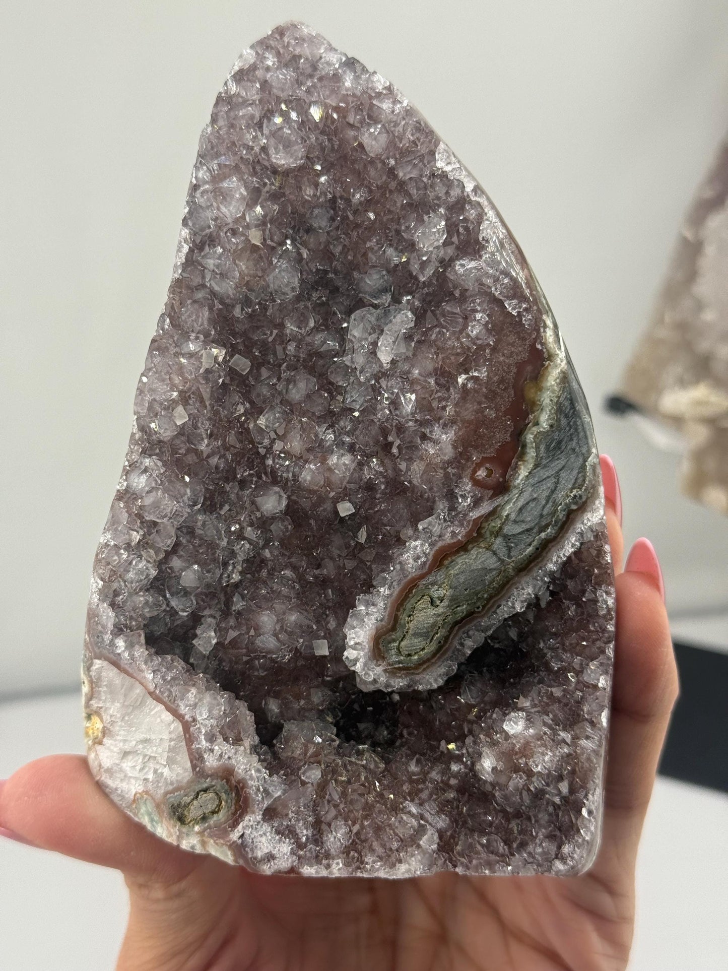 Sparkly Amethyst with Calcite, Galaxy Amethyst,  Polished Amethyst, Amethyst Cut Base, Calcite Amethyst