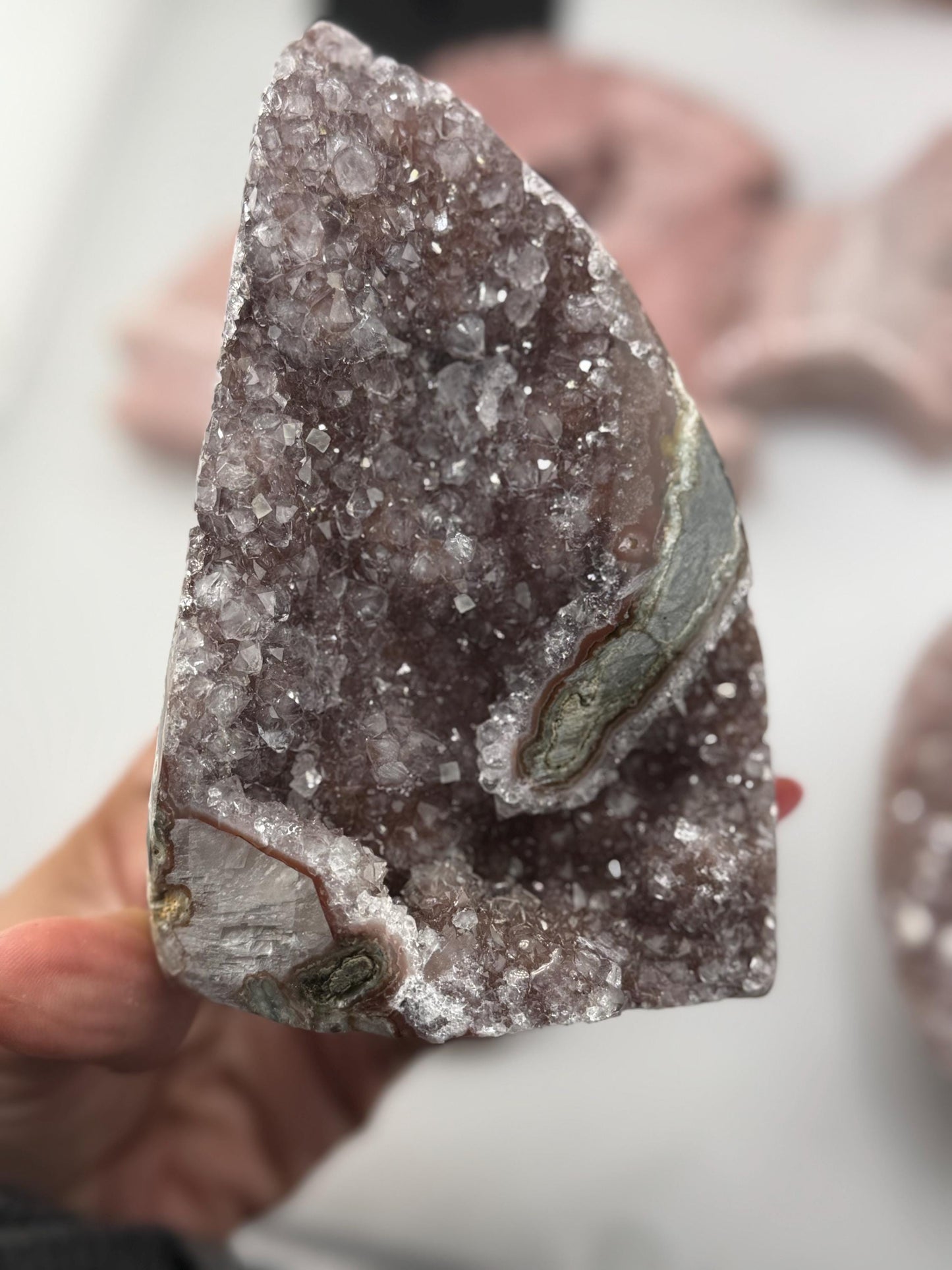 Sparkly Amethyst with Calcite, Galaxy Amethyst,  Polished Amethyst, Amethyst Cut Base, Calcite Amethyst