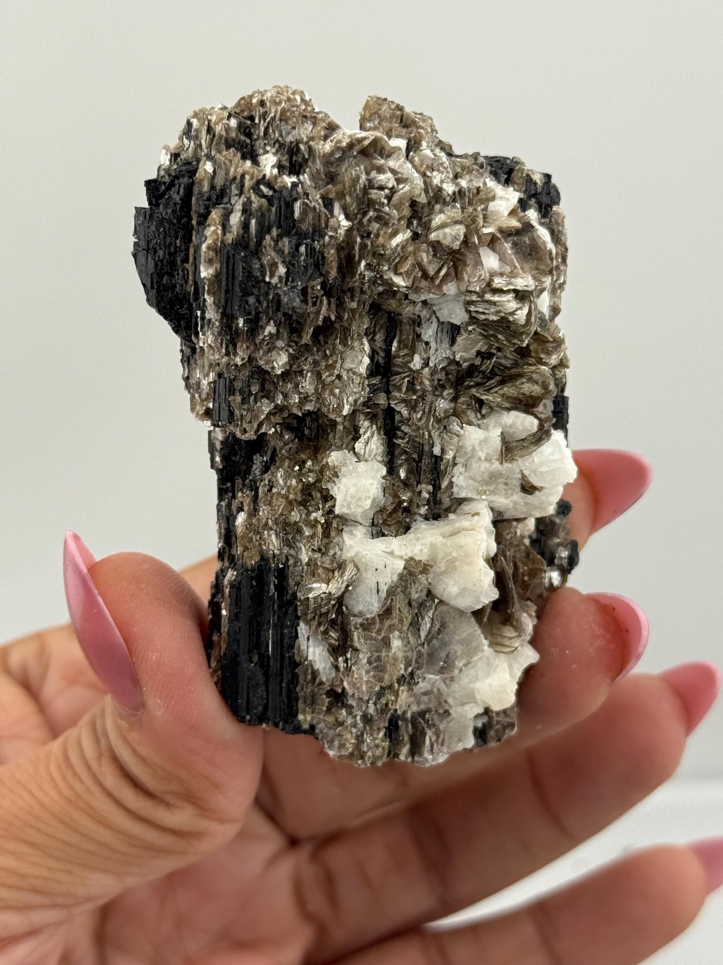 Black Tourmaline with Mica, Raw Black Tourmaline, Tourmaline mineral, Raw Crystal Specimen, Crystal Gifts, Home Decor