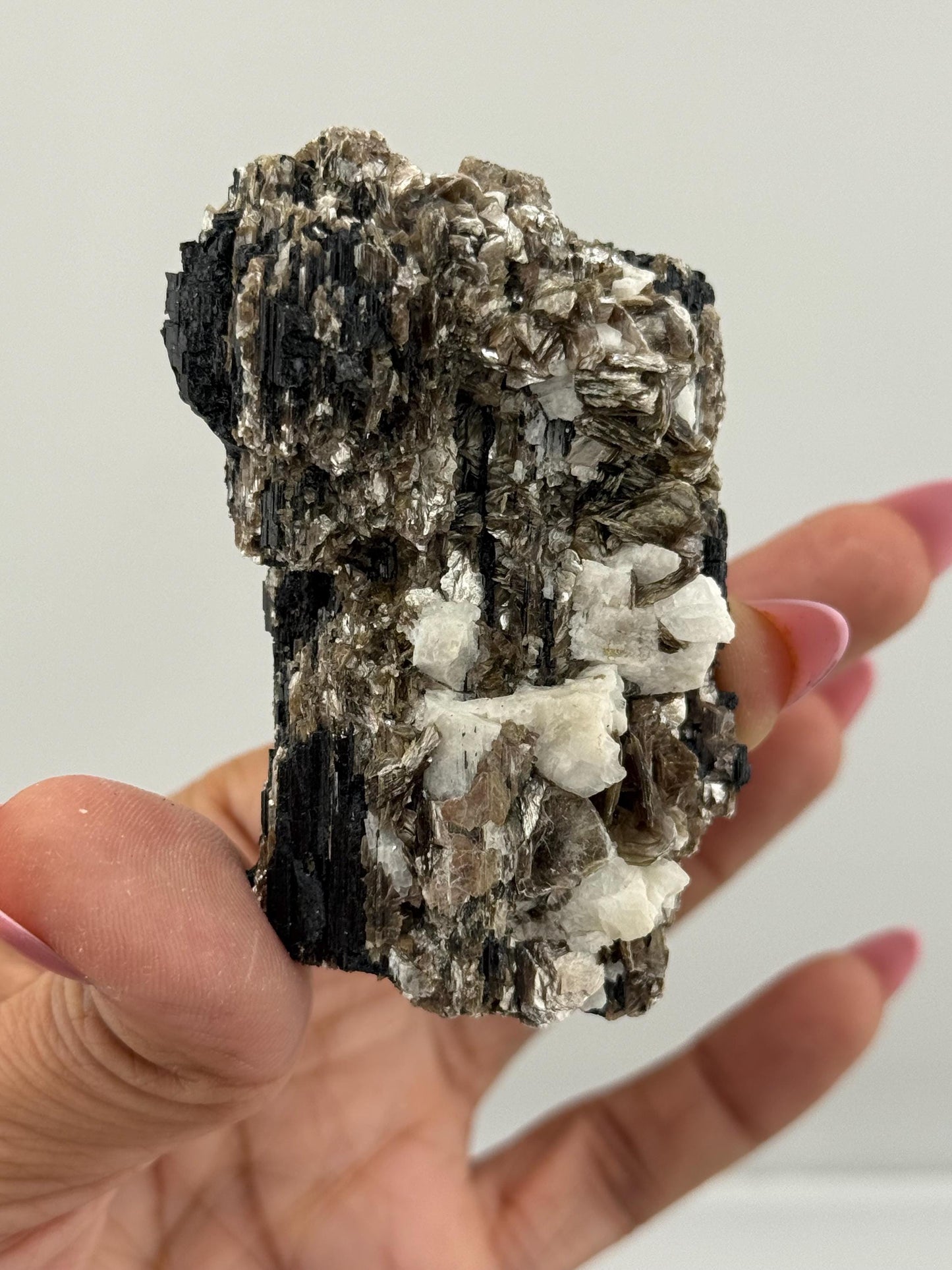 Black Tourmaline with Mica, Raw Black Tourmaline, Tourmaline mineral, Raw Crystal Specimen, Crystal Gifts, Home Decor