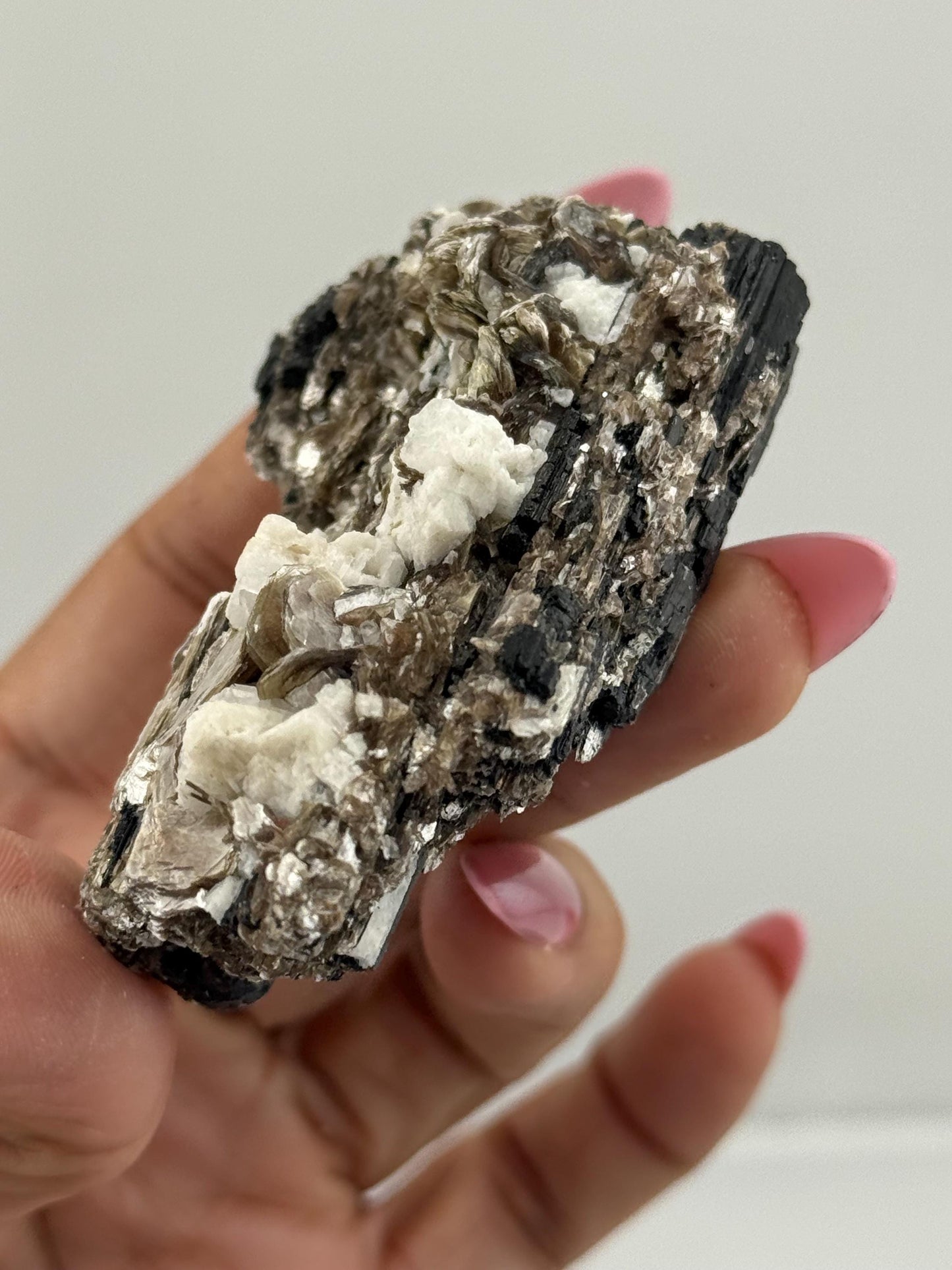 Black Tourmaline with Mica, Raw Black Tourmaline, Tourmaline mineral, Raw Crystal Specimen, Crystal Gifts, Home Decor