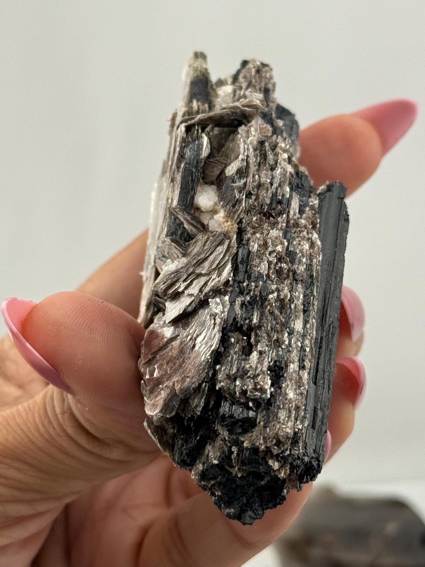 Black Tourmaline with Mica, Raw Black Tourmaline, Tourmaline mineral, Raw Crystal Specimen, Crystal Gifts, Home Decor