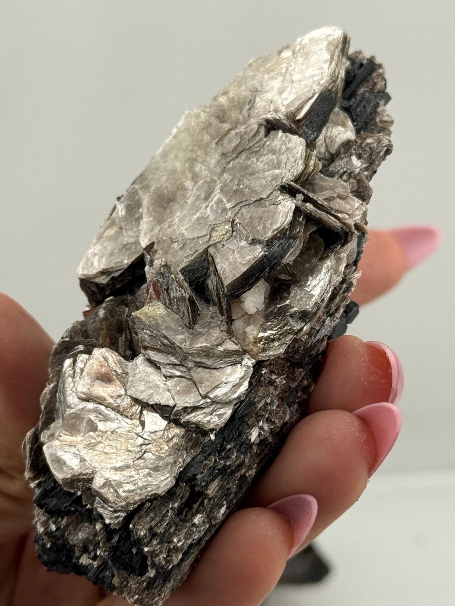 Black Tourmaline with Mica, Raw Black Tourmaline, Tourmaline mineral, Raw Crystal Specimen, Crystal Gifts, Home Decor