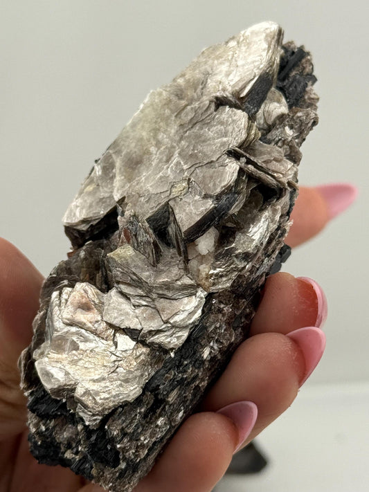 Black Tourmaline with Mica, Raw Black Tourmaline, Tourmaline mineral, Raw Crystal Specimen, Crystal Gifts, Home Decor