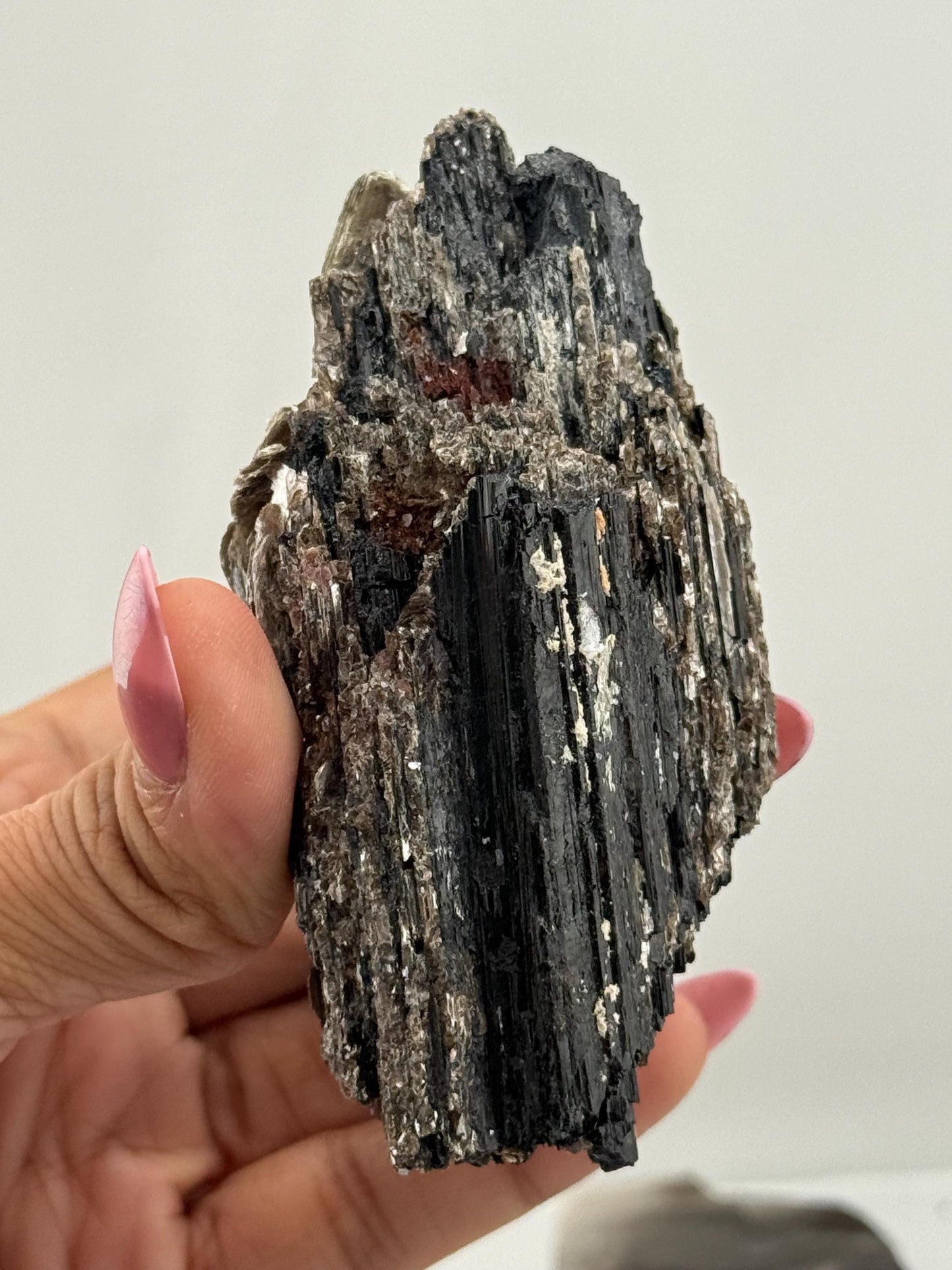 Black Tourmaline with Mica, Raw Black Tourmaline, Tourmaline mineral, Raw Crystal Specimen, Crystal Gifts, Home Decor