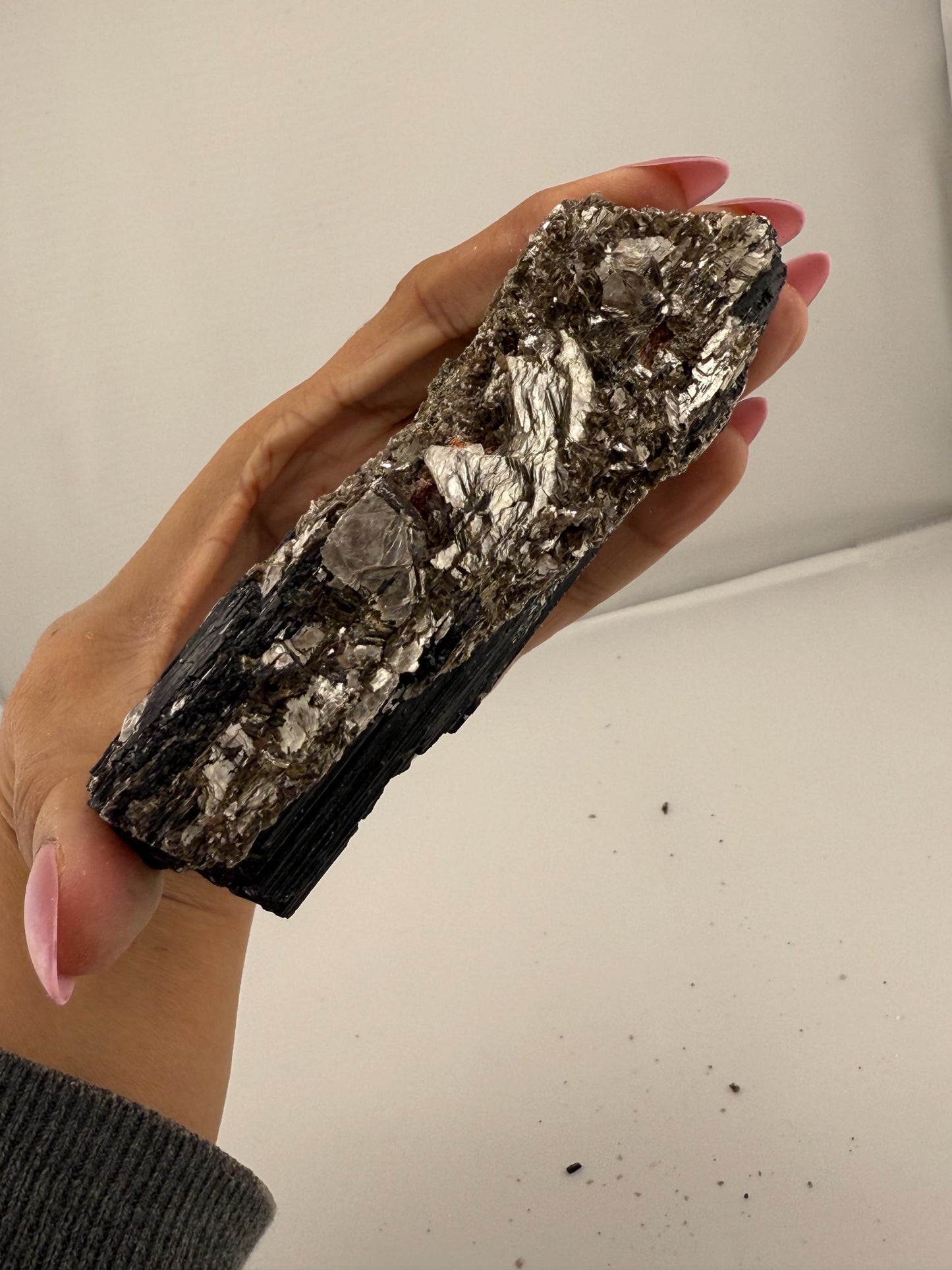 Black Tourmaline with Mica, Raw Black Tourmaline, Tourmaline mineral, Raw Crystal Specimen, Crystal Gifts, Home Decor