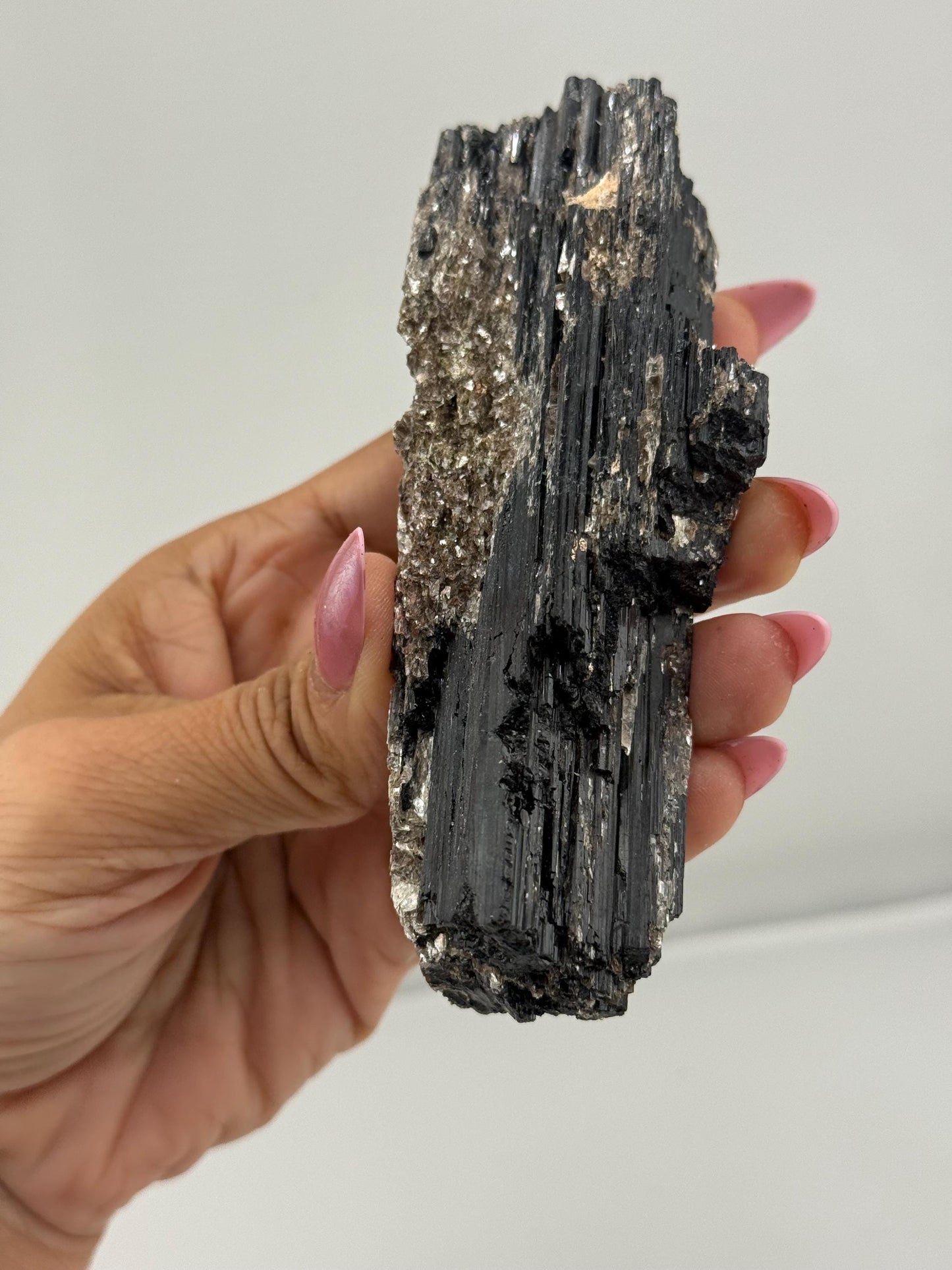 Black Tourmaline with Mica, Raw Black Tourmaline, Tourmaline mineral, Raw Crystal Specimen, Crystal Gifts, Home Decor