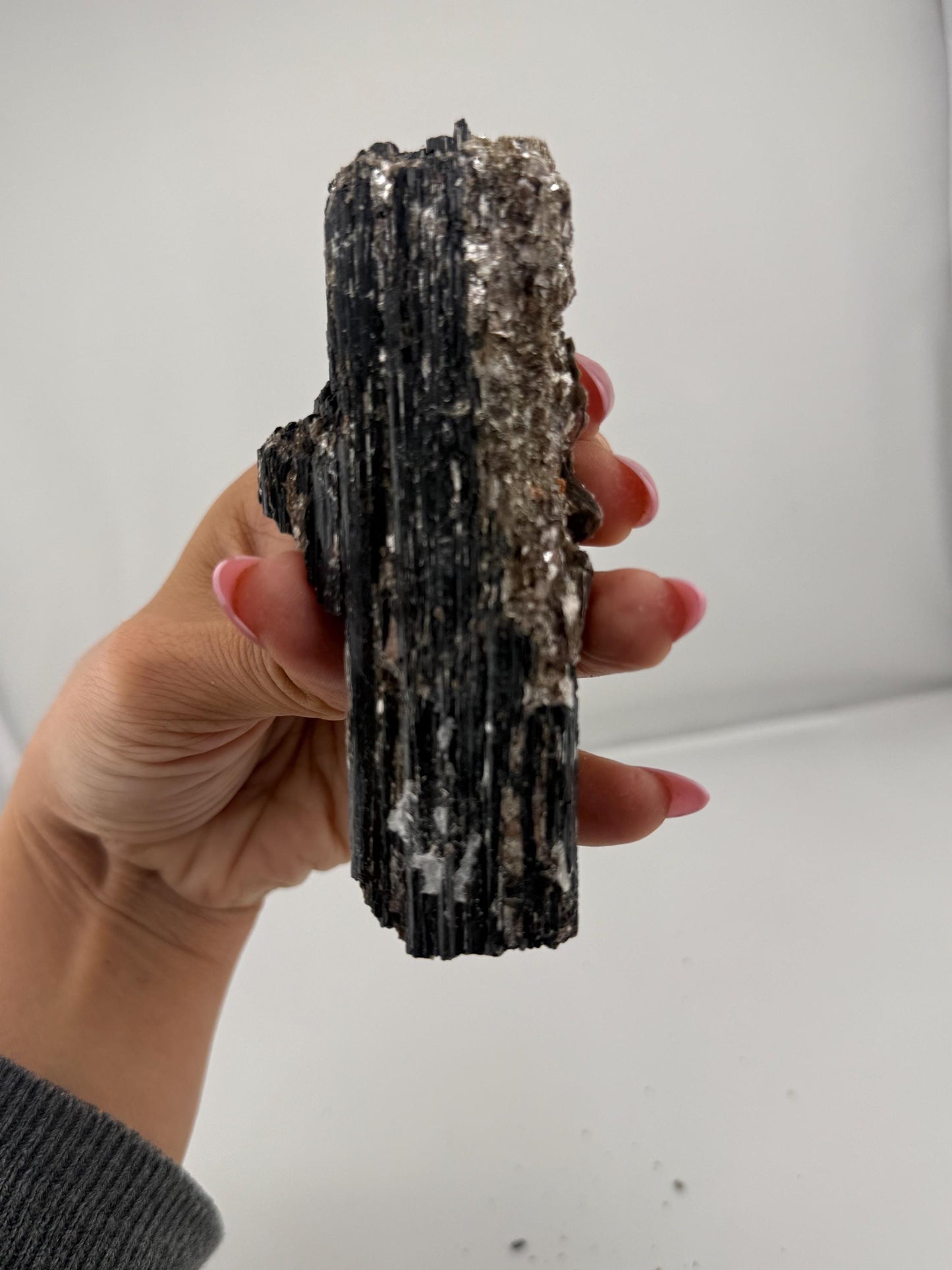 Black Tourmaline with Mica, Raw Black Tourmaline, Tourmaline mineral, Raw Crystal Specimen, Crystal Gifts, Home Decor