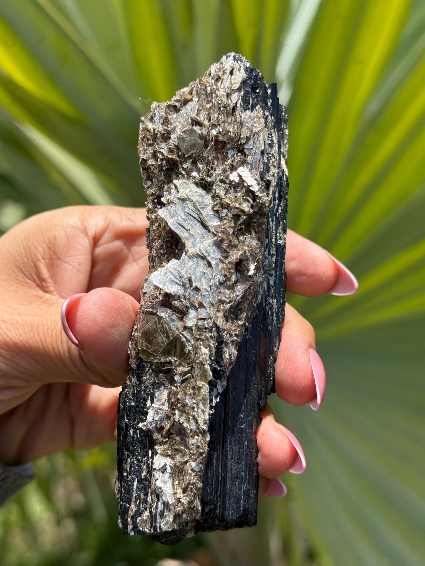 Black Tourmaline with Mica, Raw Black Tourmaline, Tourmaline mineral, Raw Crystal Specimen, Crystal Gifts, Home Decor