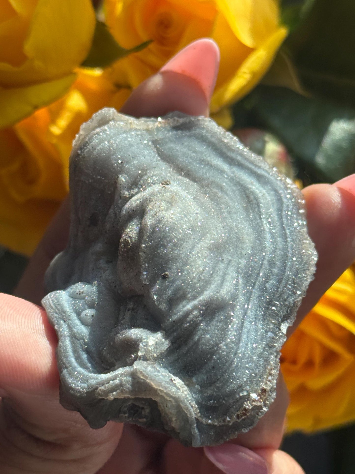 Druzy BlueChalcedony, Galaxy Chalcedony, Blue Chalcedony Specimen, Natural Raw Chalcedony, chalcedony, Fossils, Crystal Gifts,