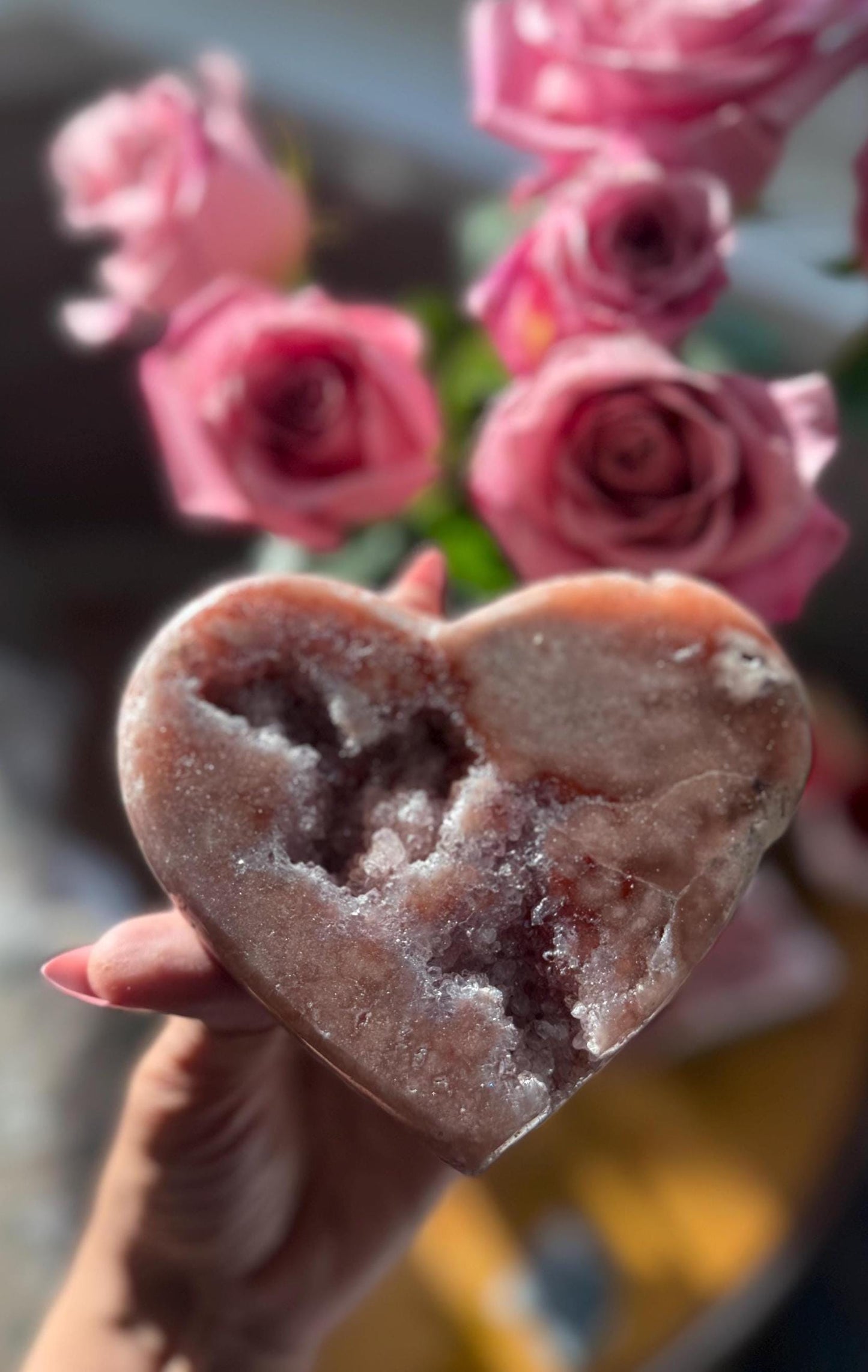 Druzy Pink Amethyst Heart on Stand, Pink Amethyst, Pink Amethyst From Brazil,  Home Decoration, Pink Decor, Crystals Gifts