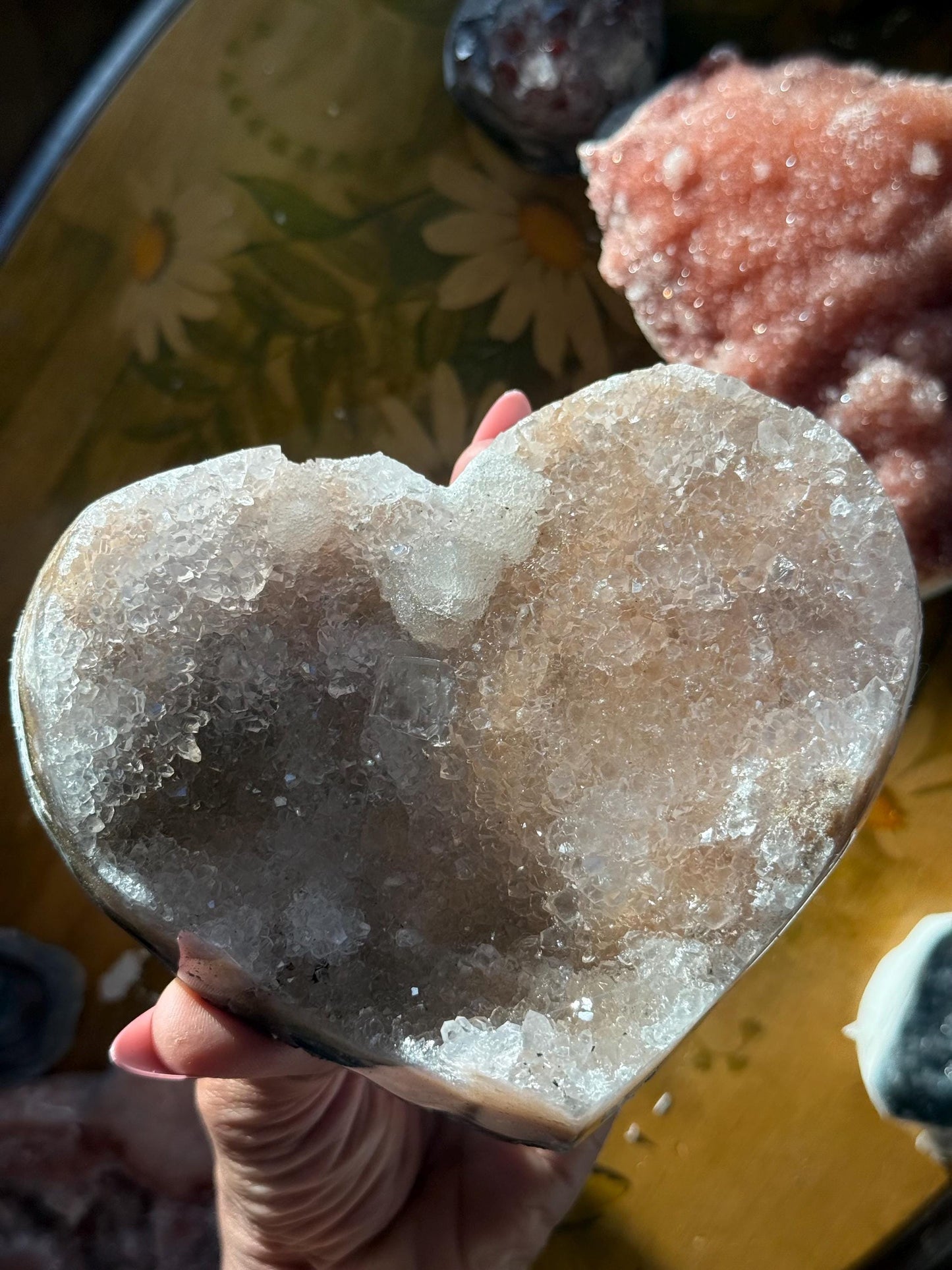 Druzy Pink Amethyst Heart - Brazilian Pink Amethyst Zeolite