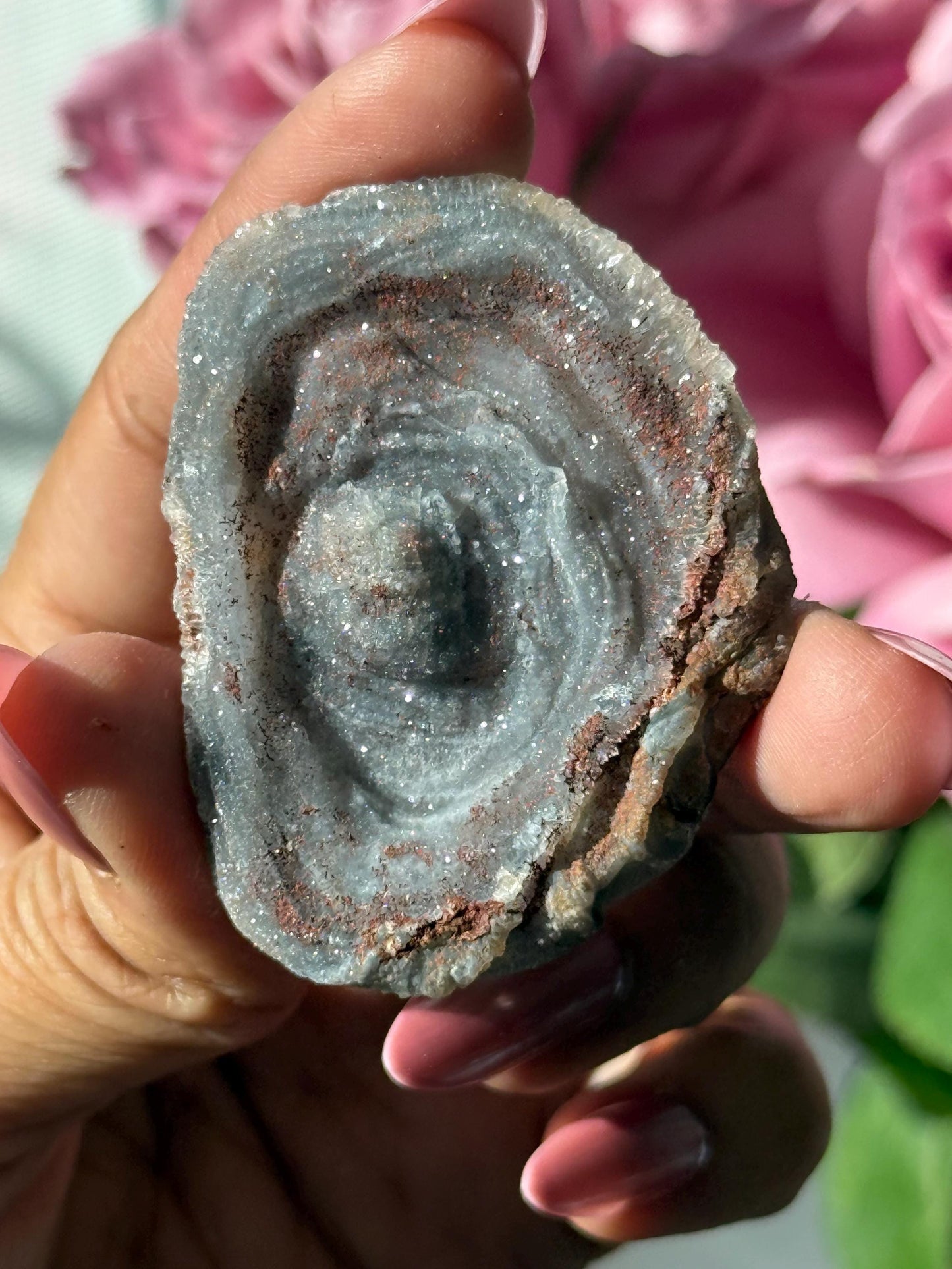 Druzy Chalcedony, Galaxy Chalcedony, Druzy Chalcedony Specimen, Natural Raw Chalcedony, Raw Blue chalcedony, Fossils, Crystal Gifts,