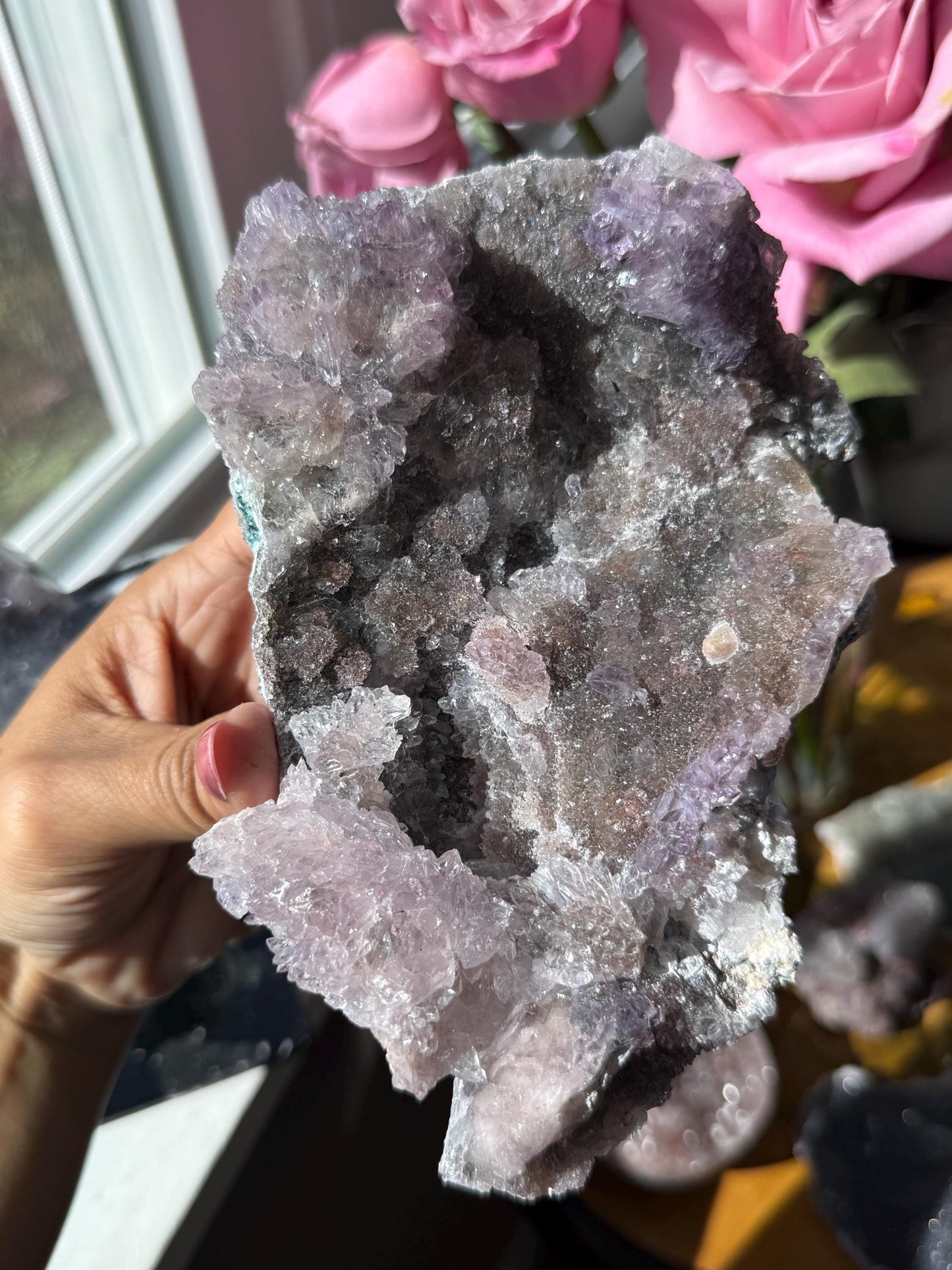 Flower Amethyst Zeolite, Amethyst Geode Cluster, Natural Raw Amethyst, Amethyst Flower, Zeolite Raw Crystal Mineral, Crystal Gifts