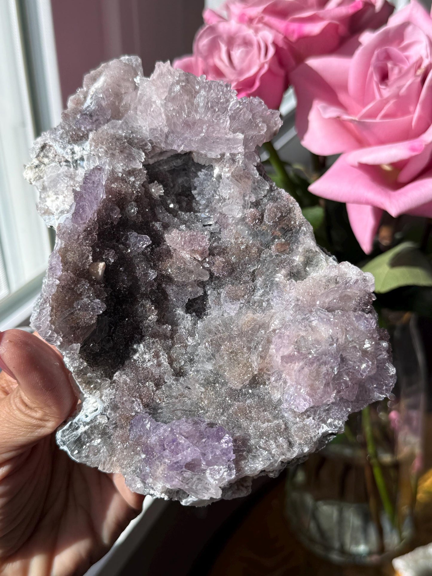 Flower Amethyst Zeolite, Amethyst Geode Cluster, Natural Raw Amethyst, Amethyst Flower, Zeolite Raw Crystal Mineral, Crystal Gifts