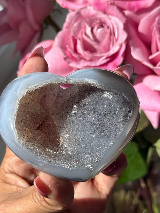druzy agate Crystal heart