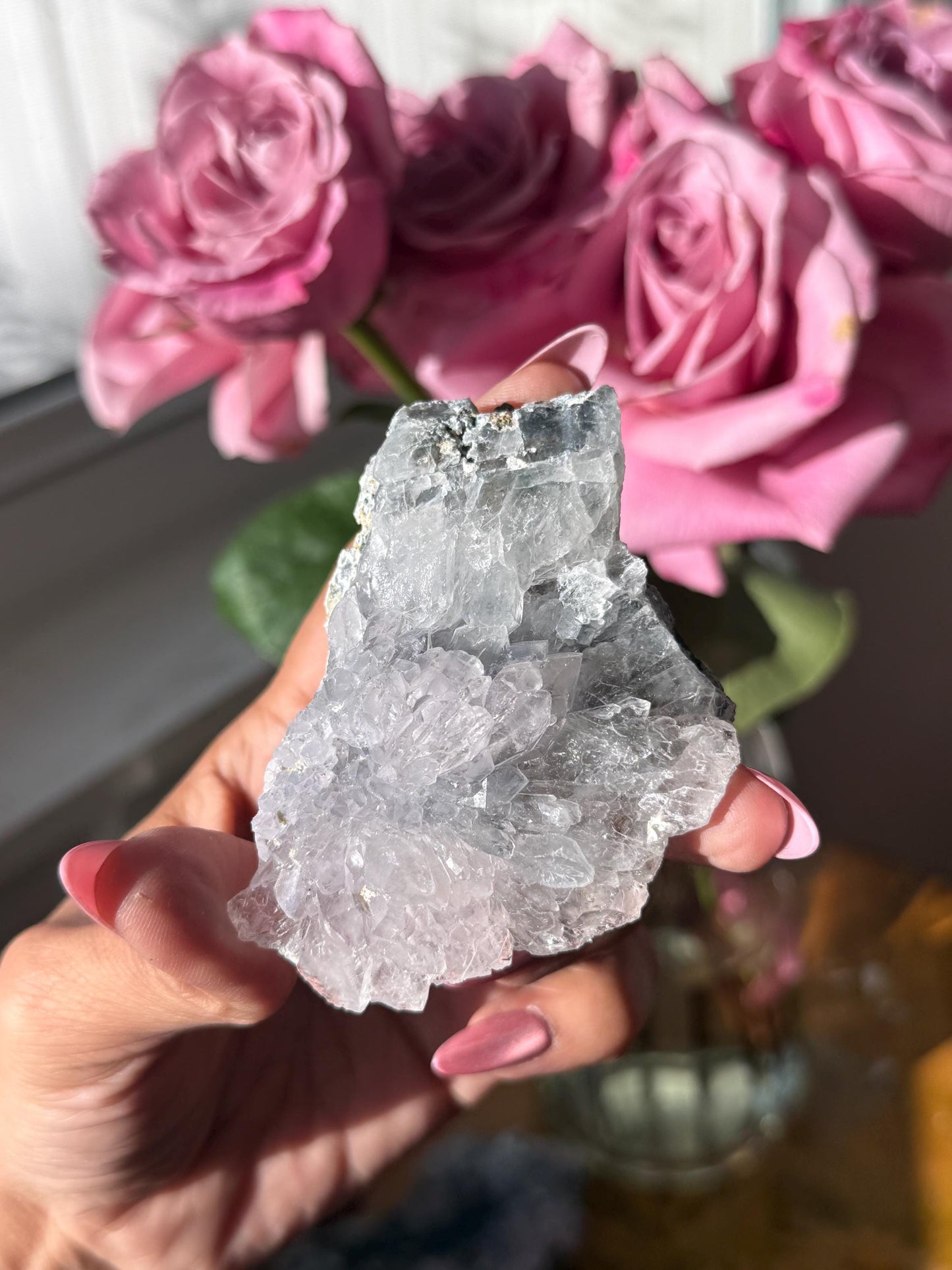 Flower Amethyst Zeolight, Amethyst Geode Cluster, Natural Raw Ameythst, Amethyst Flower, Zeolight Raw Crystal Mineral, Crystal Gifts, Fossil